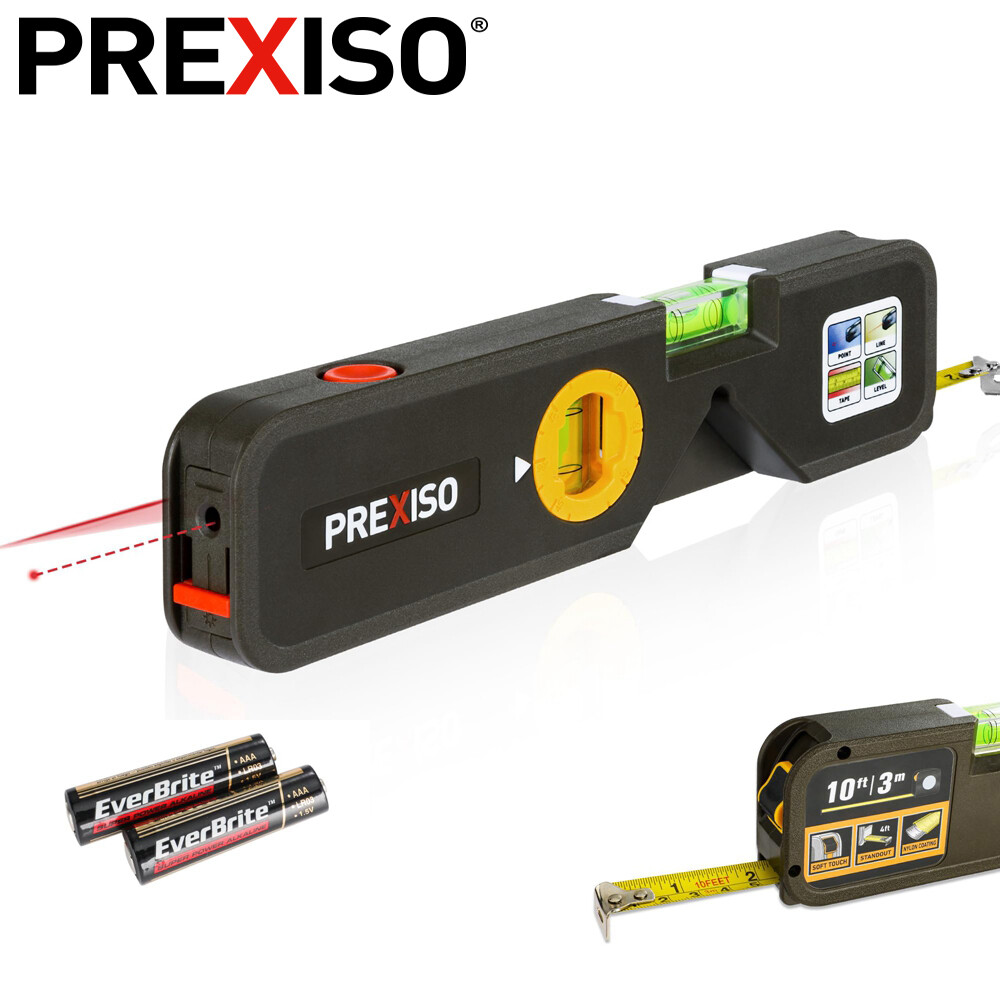 PREXISO 4-in-1 Laser Level Torpedo Level 65Ft Alignment Point 10Ft Leveling Line