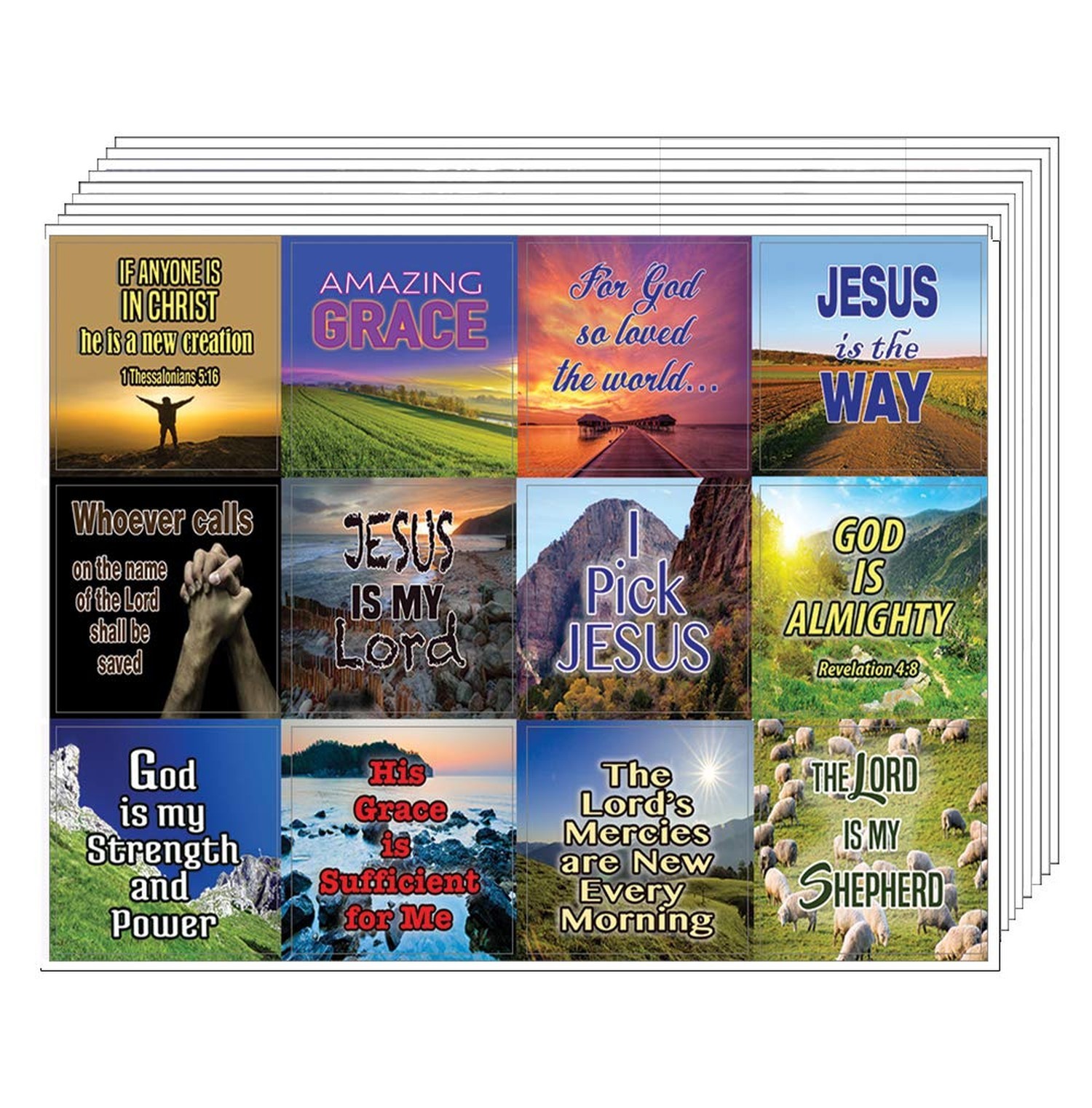 NewEights Almighty God Stickers (5-Sheet) - Handy Variety Stickers - Sunday S...