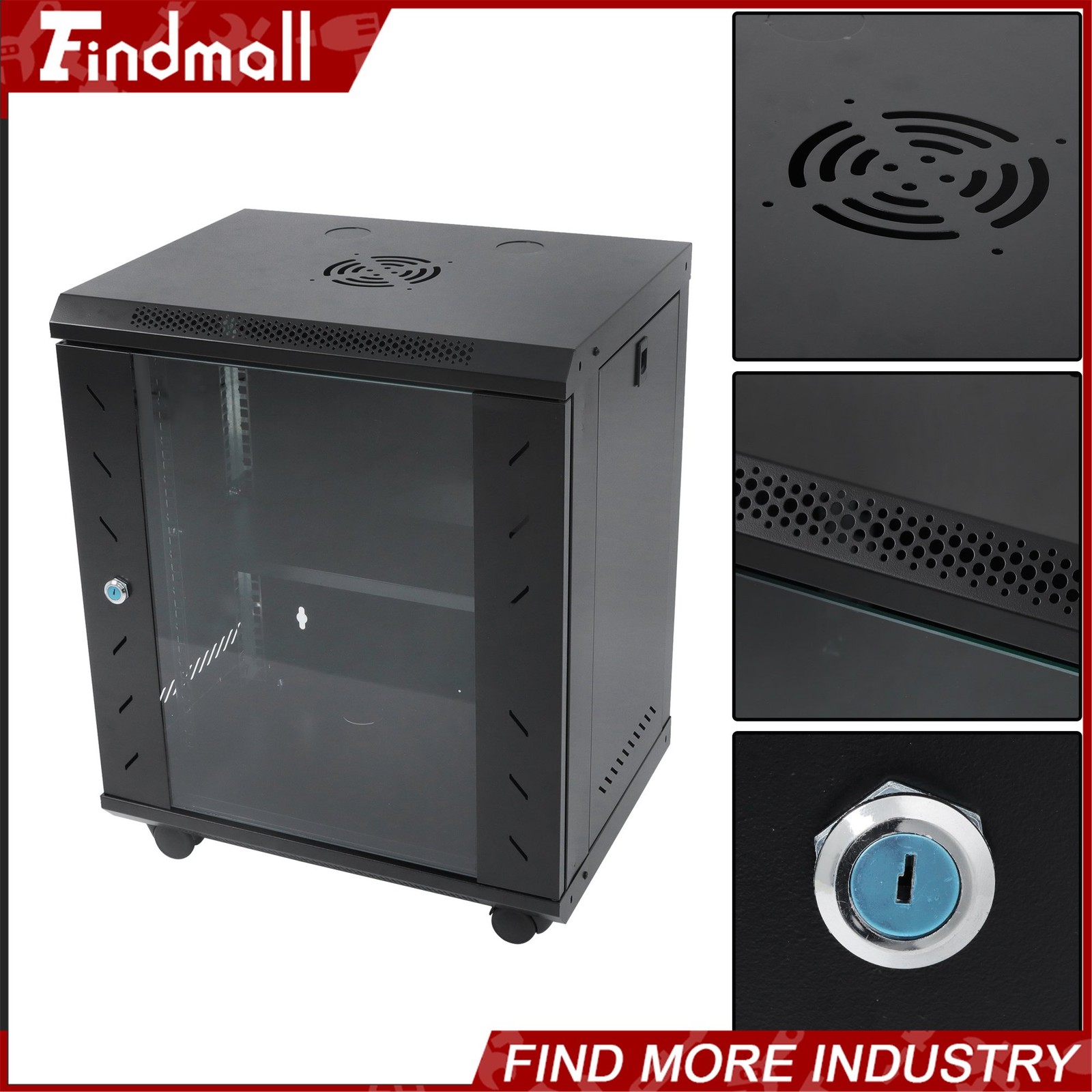 Findmall 12U Wall Mount Network Server Rack Cabinet Enclosure 15.5'' Deep