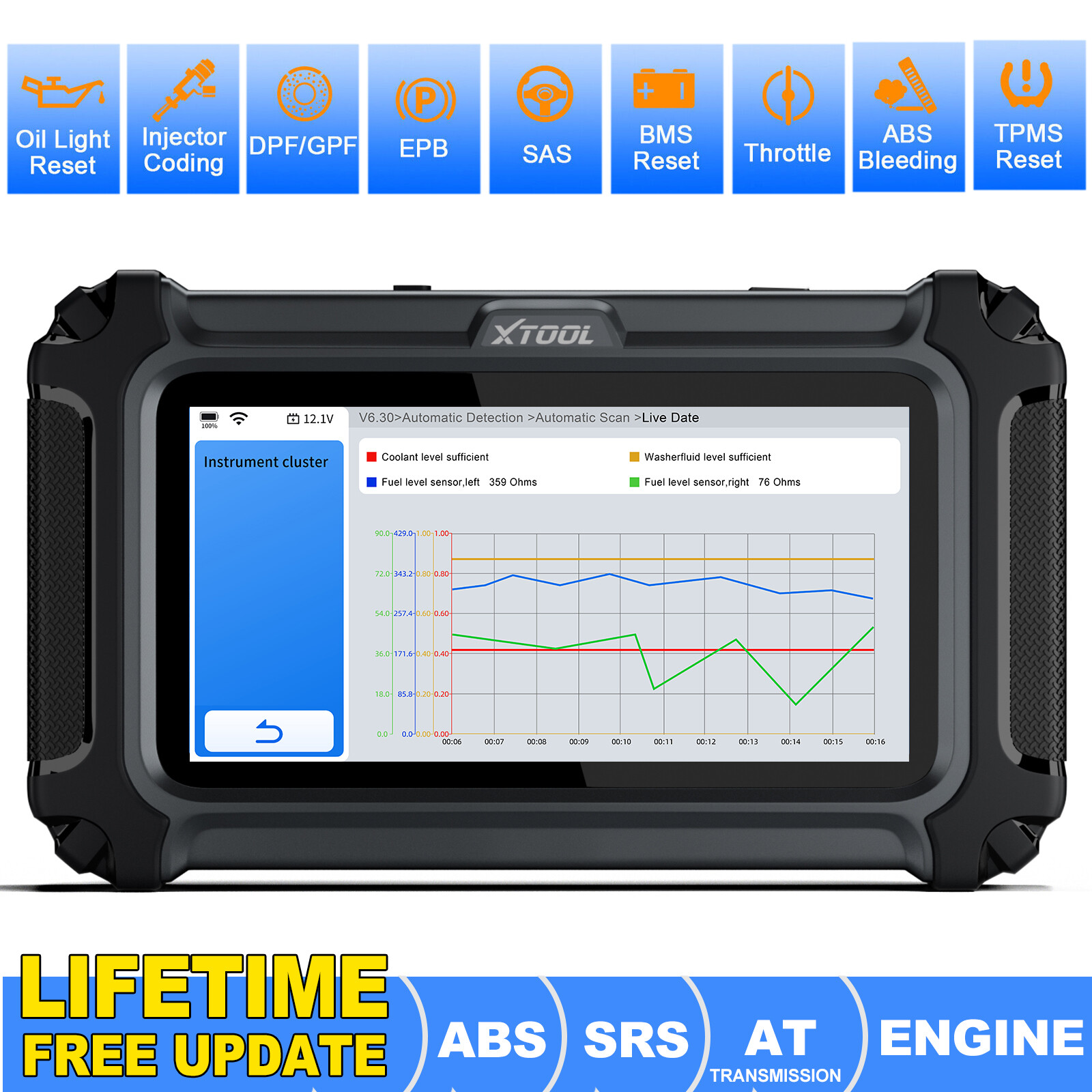 NEW XTOOL D5 Car OBD2 Scanner TCM ABS SRS Engine Code Reader Diagnostic Tool FCA