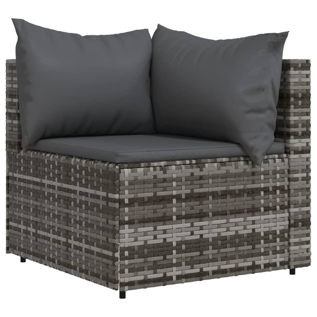 Patio Lounge Set Grey PE rattan, powder-coated steel, tempered glass