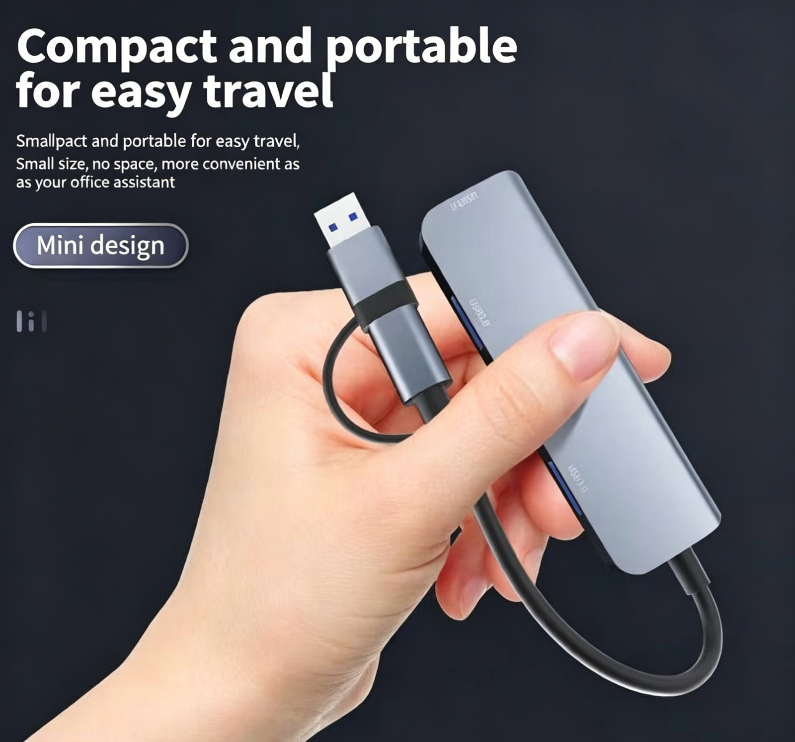 2 pack 4-in-1 USB 3.0 Hub Dual USB-A & USB-C Adapter 4 Port Splitter