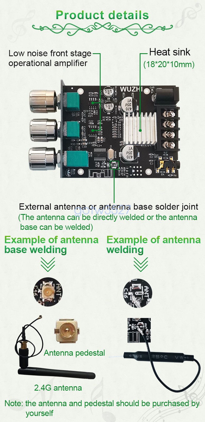 502MT 50Wx2 Bluetooth Audio Amplifier Module with Tone Control 2-Channel Stereo