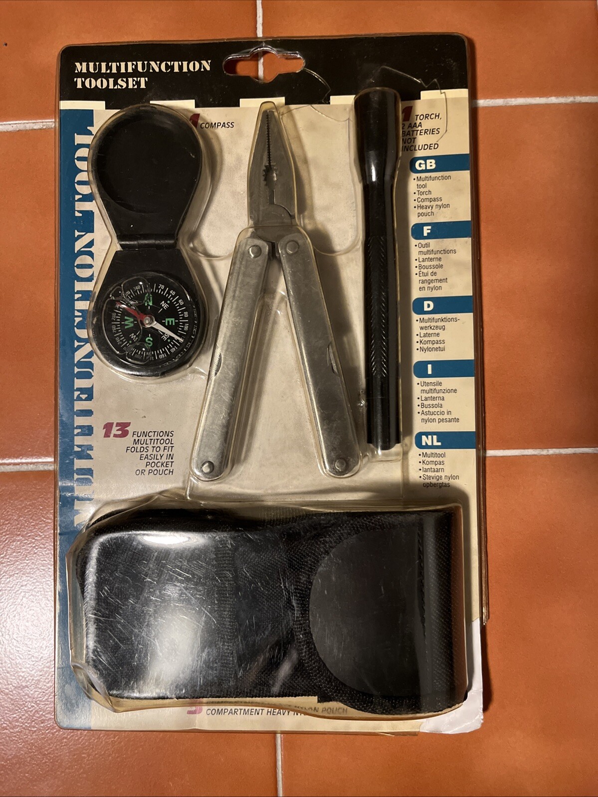 Multifunction Survival Tool Set Compass Flashlight Folding Pliers Knife Opener