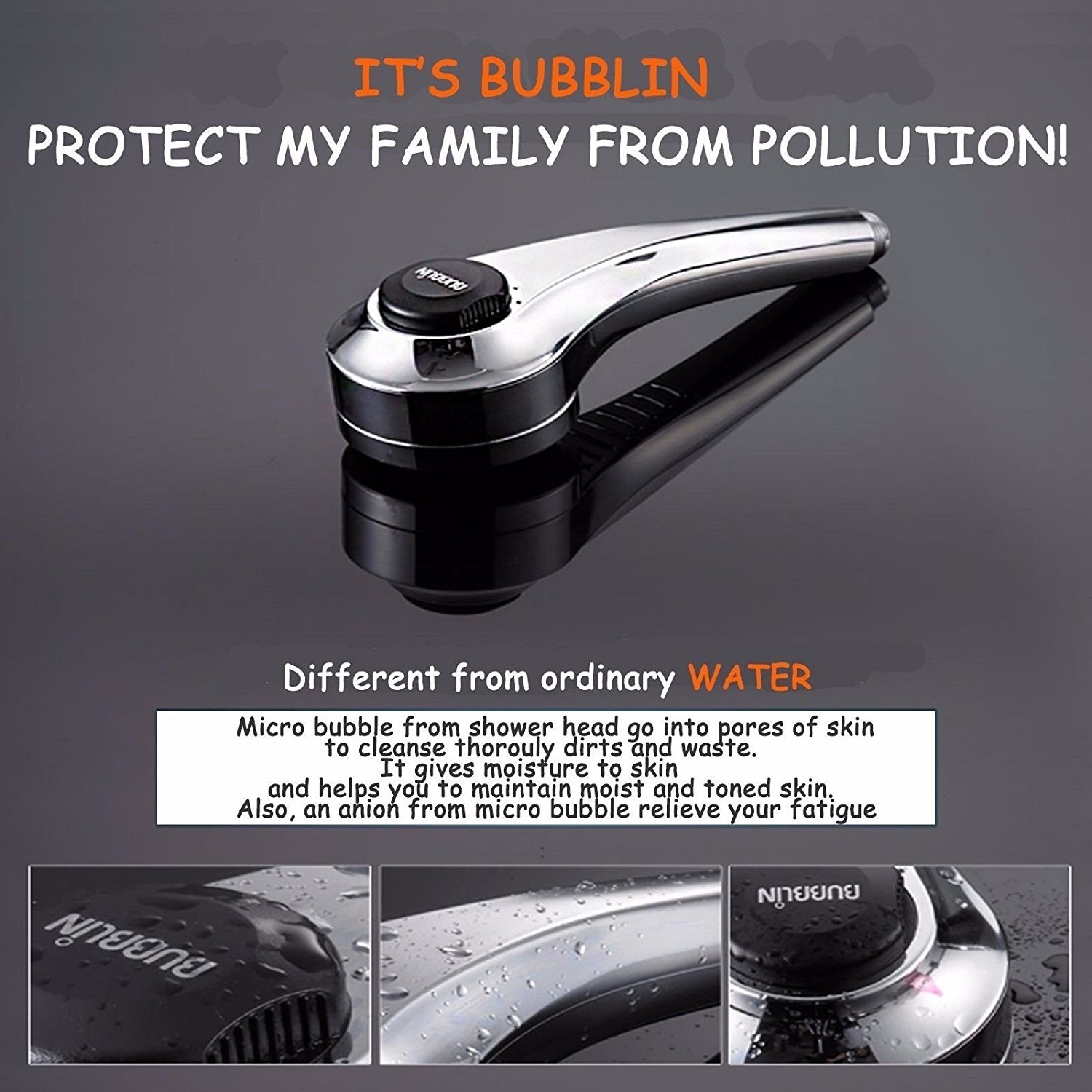 FRELLE Bubblin Home microbubble shower No filter required spa treatment eczema