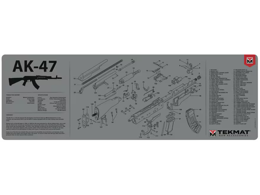 Tekmat Long Gun AK-47 Gun Cleaning Mat Gray