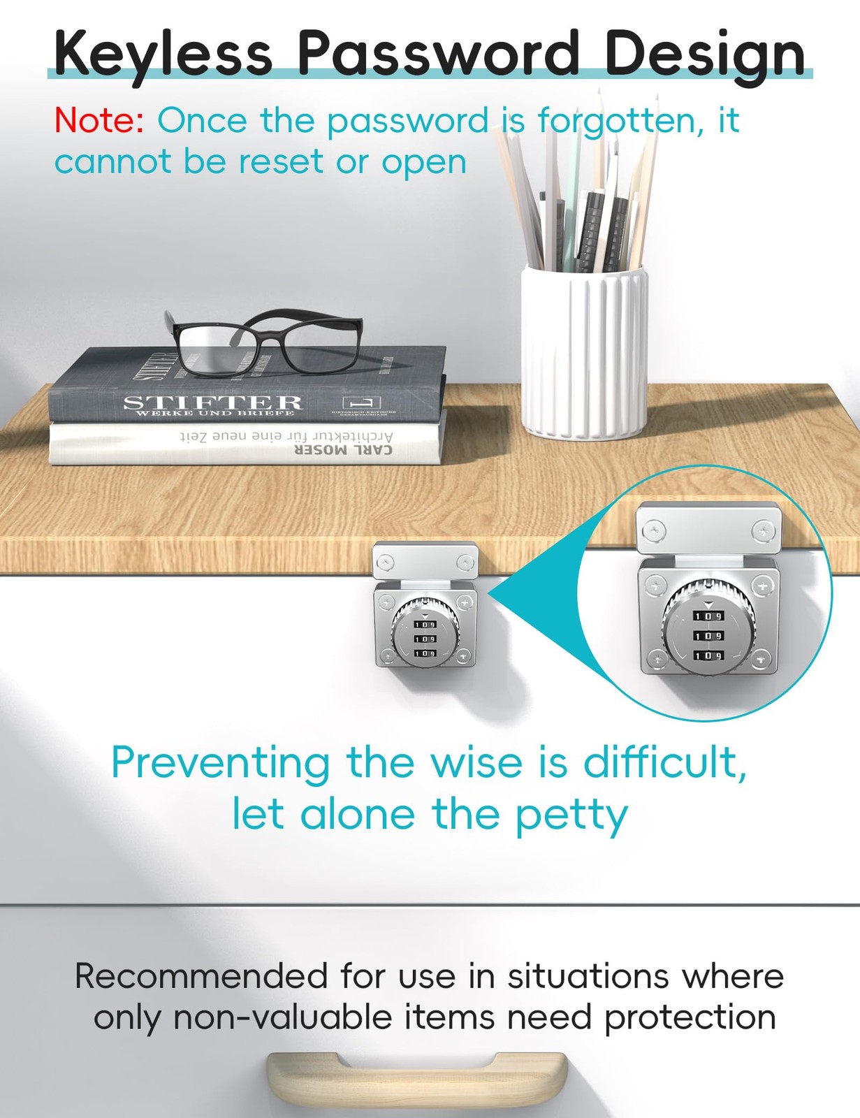 OneWay Door Combination Lock Silver Keyless 1000 Password Security Bolt