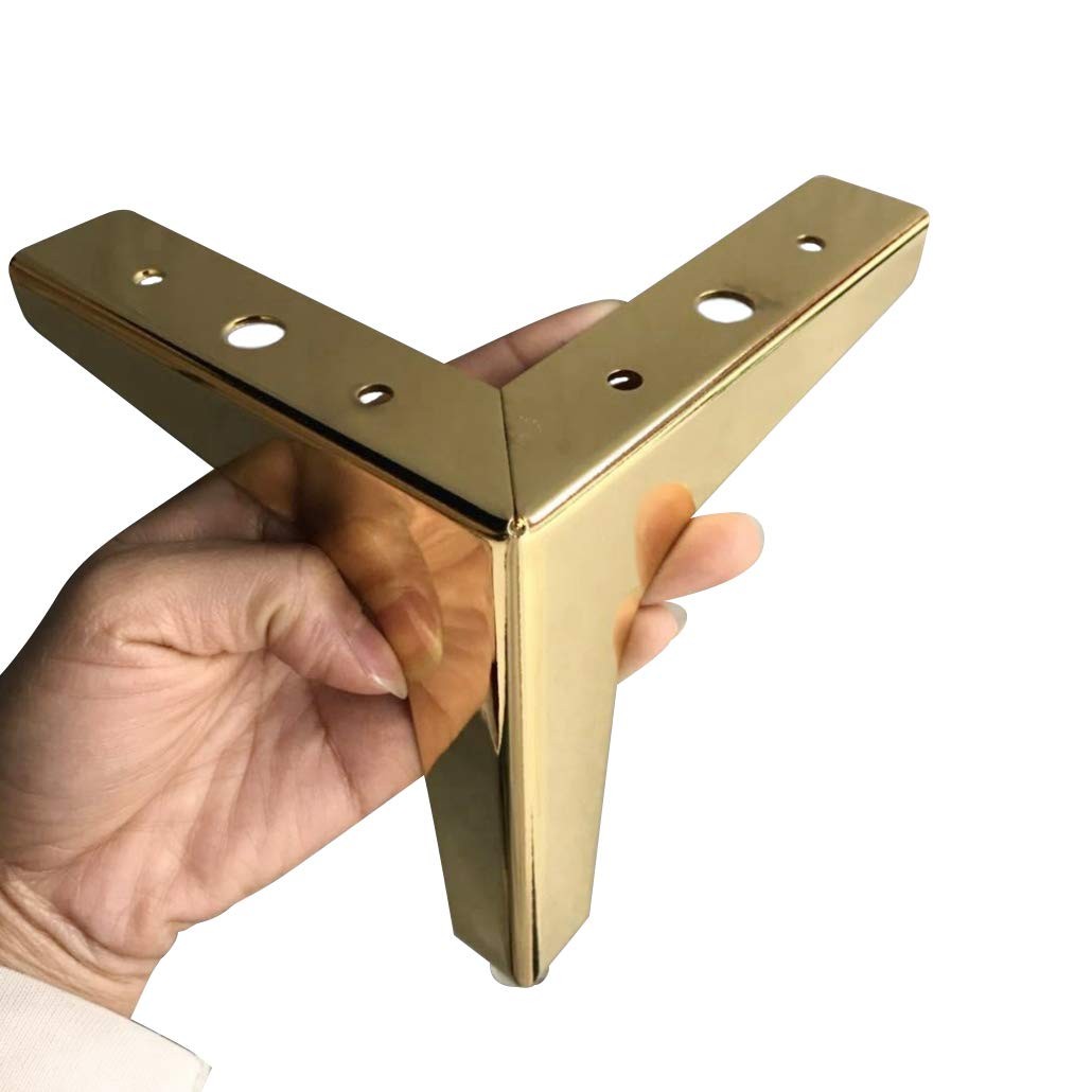 4 PCS Golden Metal Sofa Legs 6 Inch Heavy Duty Triangle Cabinet Feet DIY