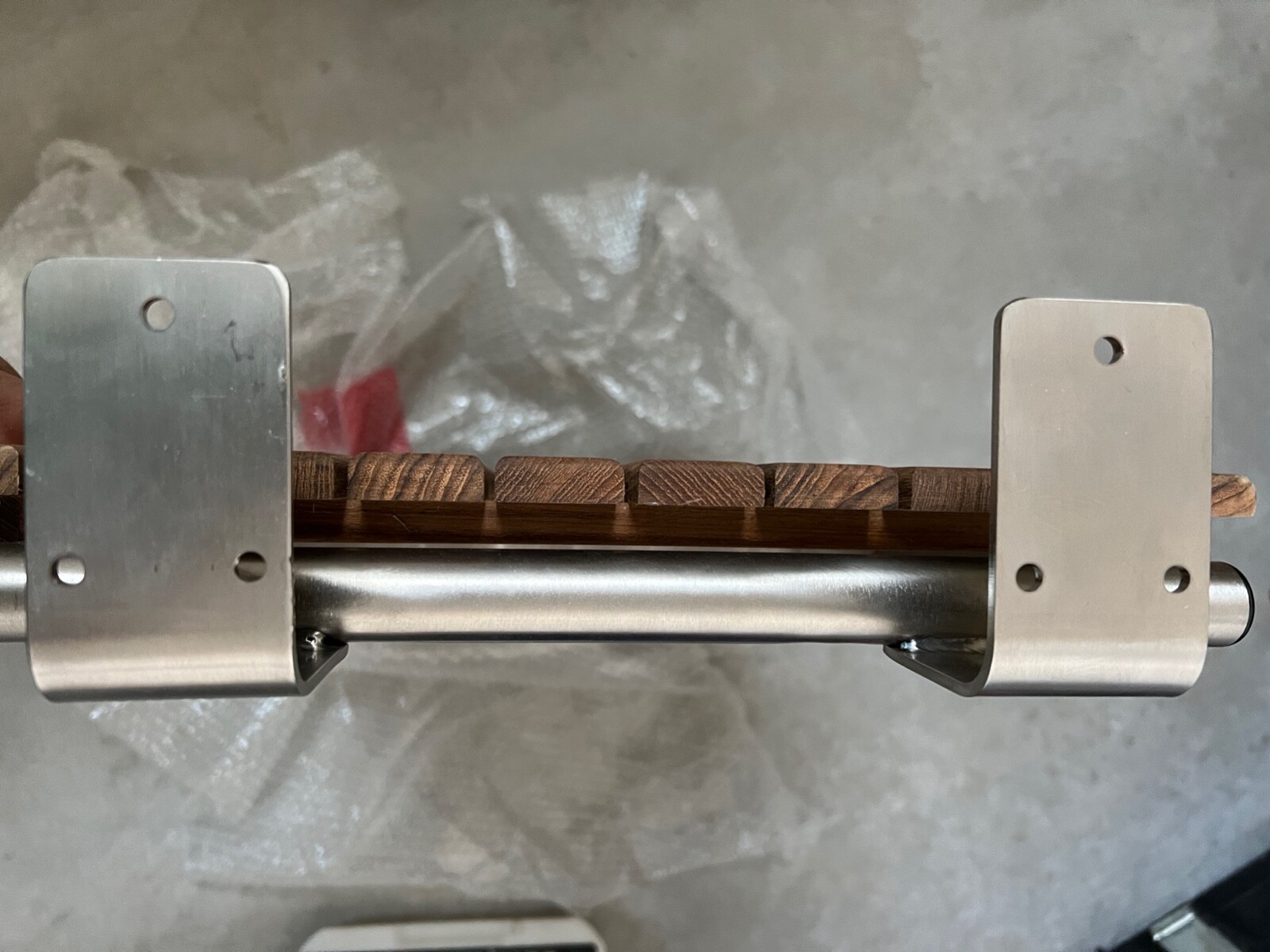 Brown teak wood shower bench new.