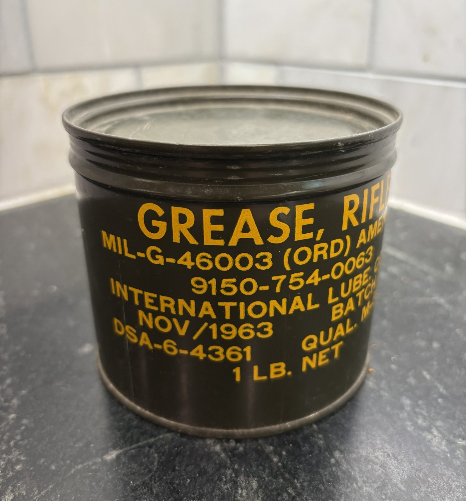 Vintage One Pound Can USGI M1 Garand Rifle Grease NOS Unopened