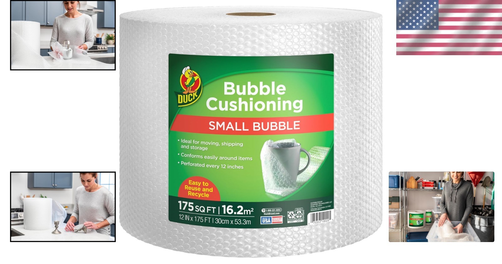 175 FT Small Bubble Cushioning Wrap - Clear, Lightweight Protection for Shipping