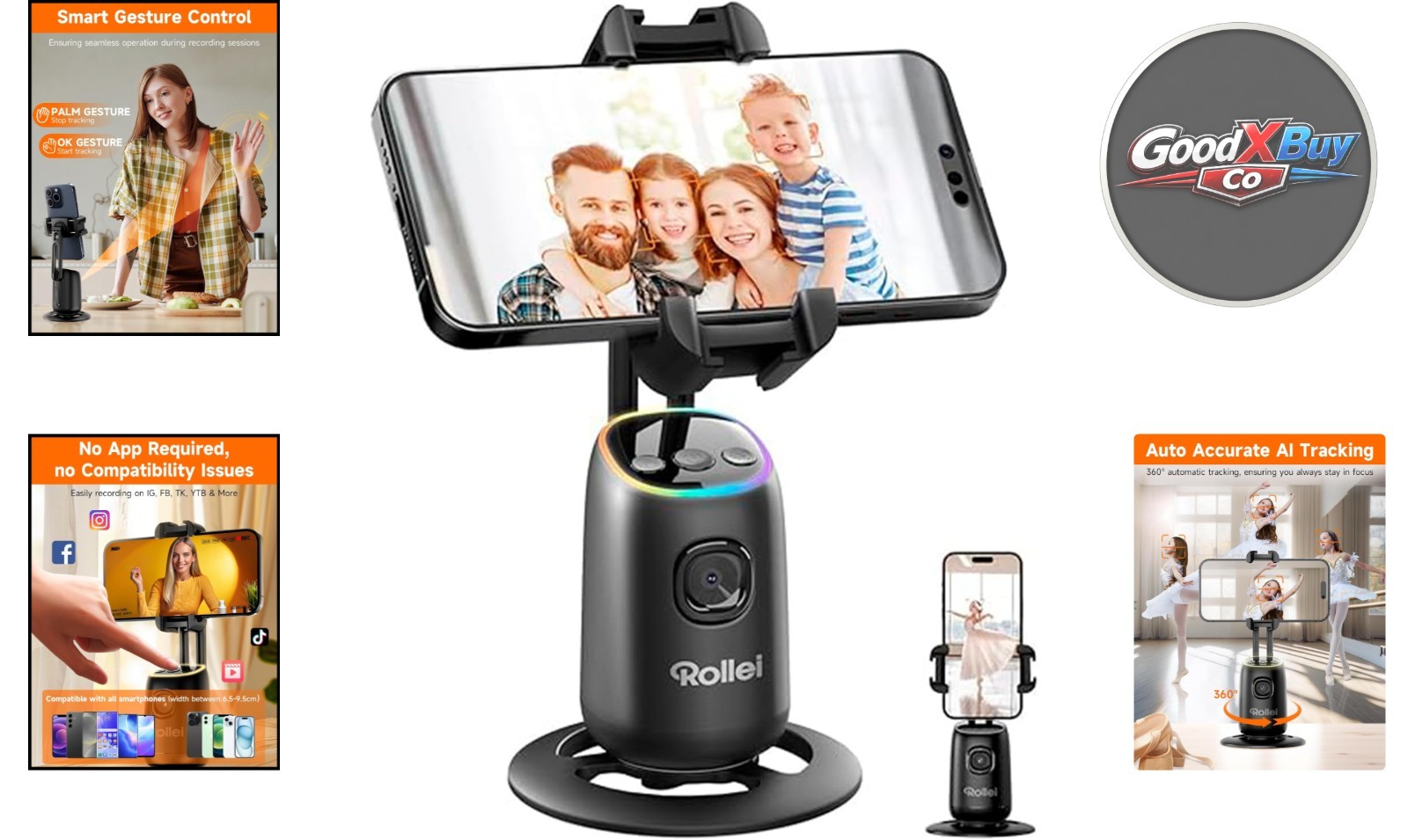 Auto Face Tracking Tripod Phone Gimbal Stabilizer for iPhone/Android