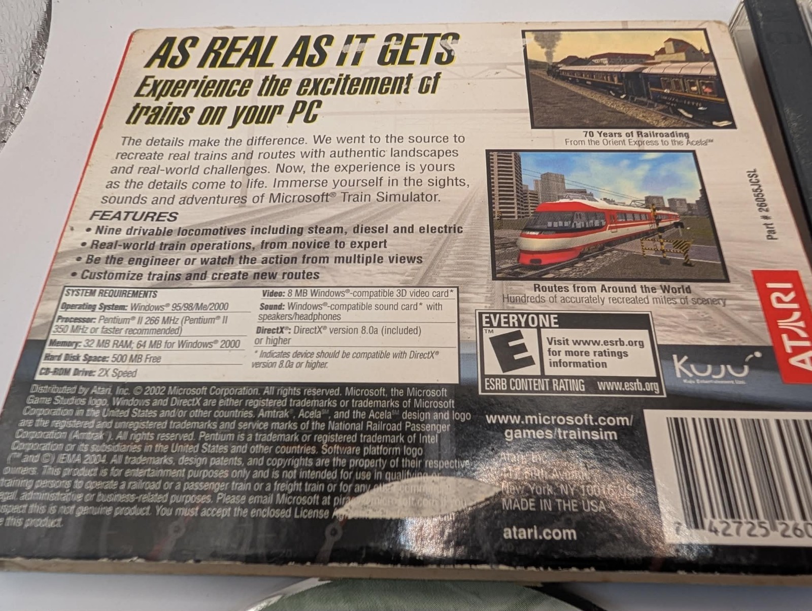 Microsoft Train Simulator 2001 PC CD-ROM Software Win 95, 98, ME & 2000 Atari