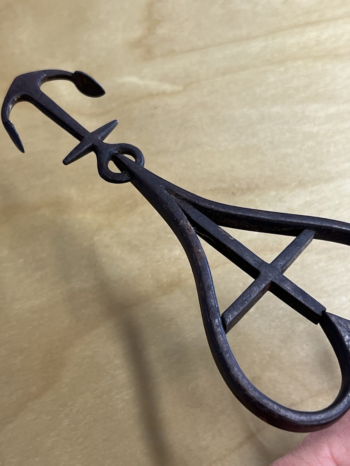 ANTIQUE BLACKSMITH NAUTICAL IRON WORK MARLIN ROPE SPIKE SIGNED " H. SHUMAN "