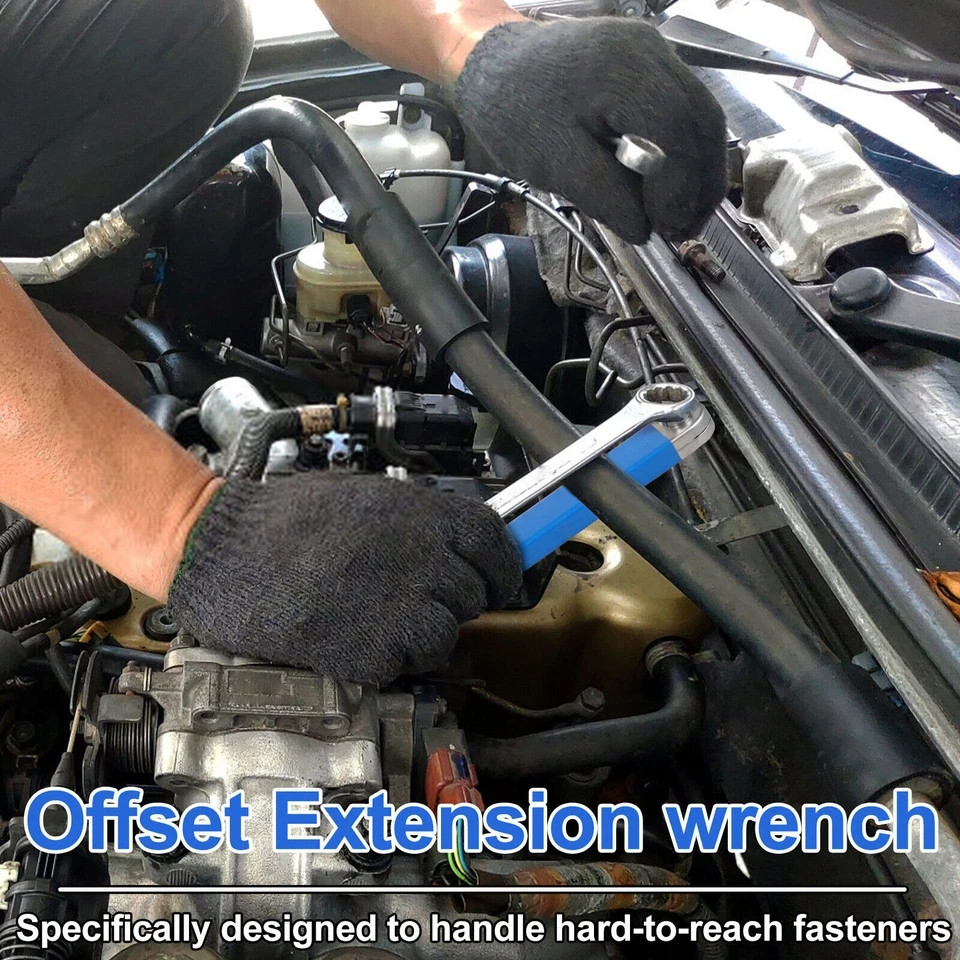3/8" Spanner Offset Extension Wrench Set With Extender Adapter Ratchet Wrench US