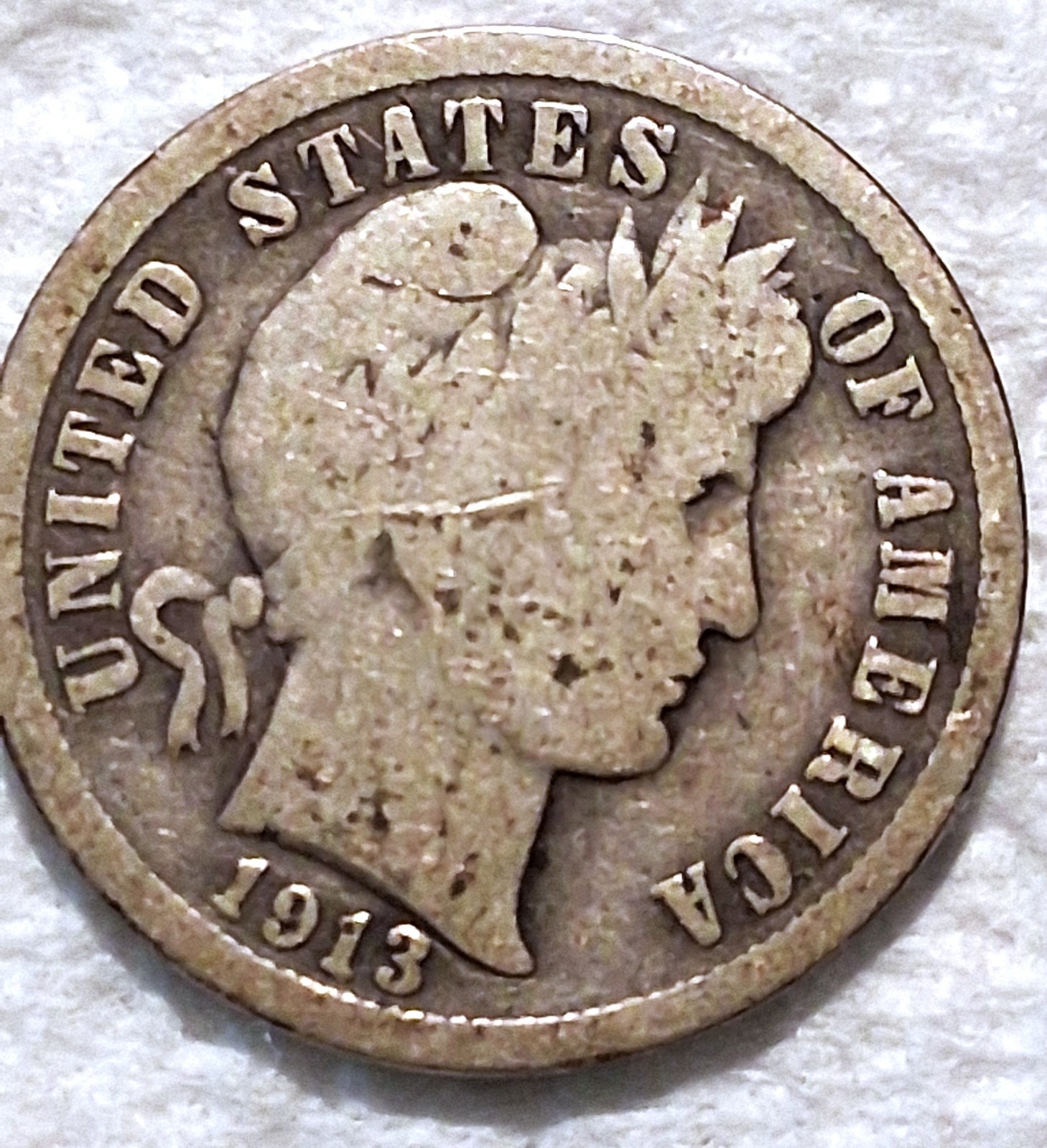 1913 Barber Dime, Good to Very Good Condition, shipping incl