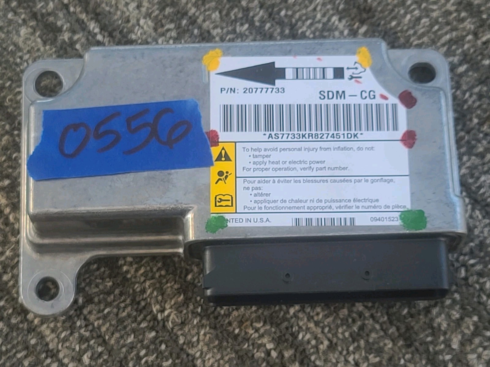 Gm 20777733 2009 Silverado  SIERRA Restraint Control Module