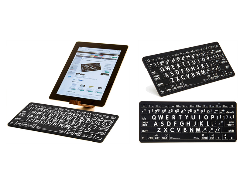 LargePrint White on Black - Mac Bluetooth Mini Keyboard Model: LKB-LPWB-BTON