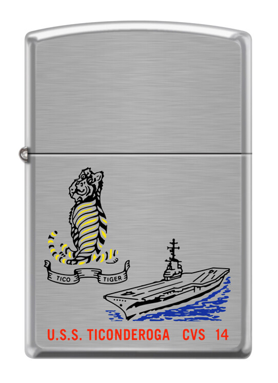 USS Ticonderoga (CVS-14) Aircraft Carrier Zippo MIB  Brushed Chrome