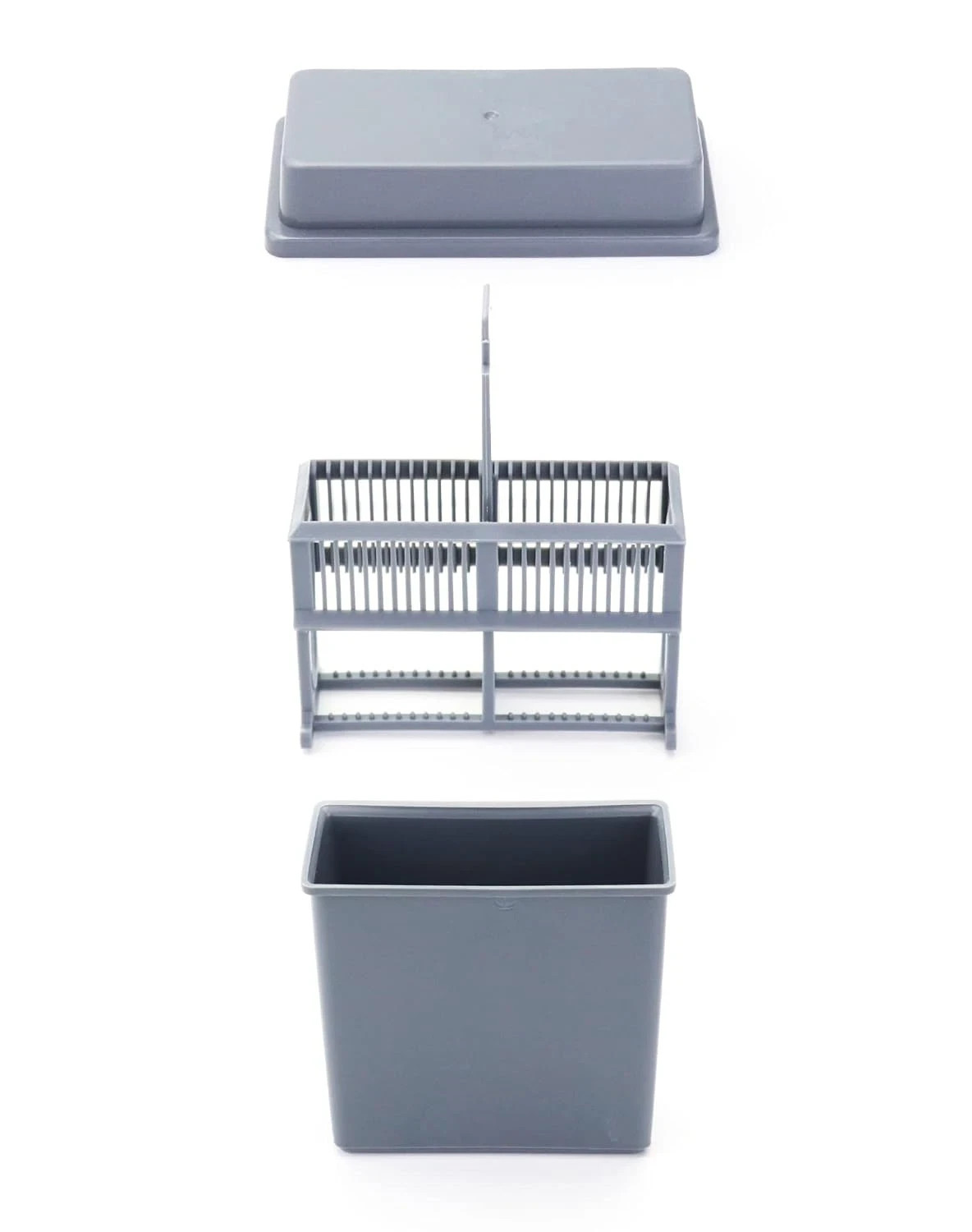 Microscope Slides Staining Jar and Rack 24-Slots 10 Pack Grey