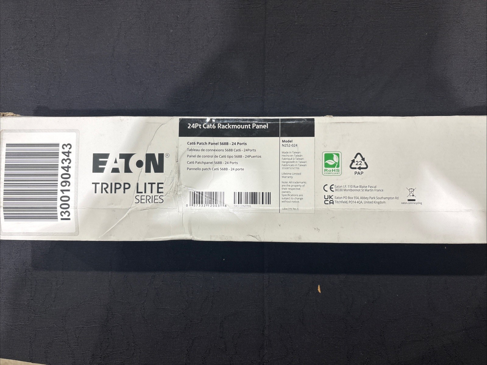 Tripp Lite N252-024 24-Port Cat6 Cat5 Patch Panel Rackmount 110 Punch Down RJ45
