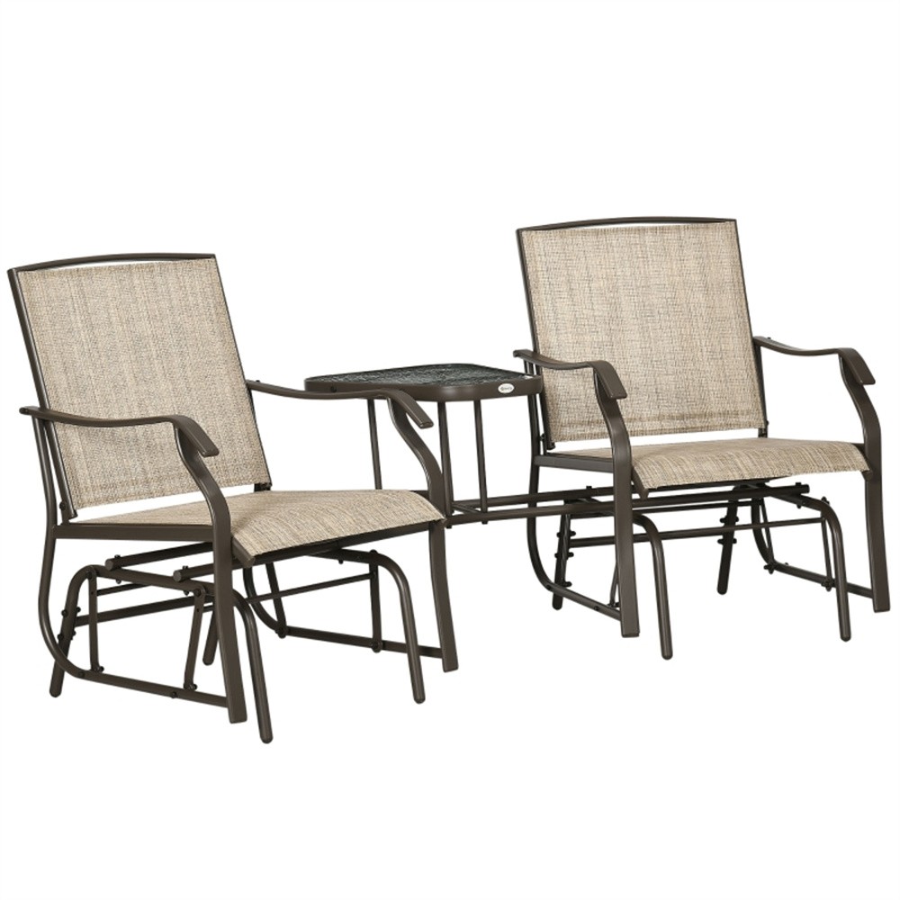 Tavern Table and Chair Double Patio Glider with Tea Table