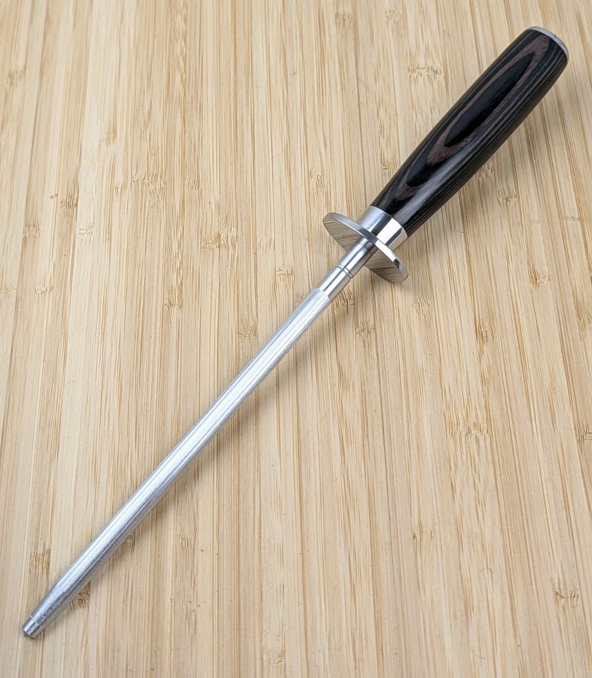imarku 8" HONING ROD / Sharpening Steel, Stainless Rod & BROWN PAKKAWOOD Handle