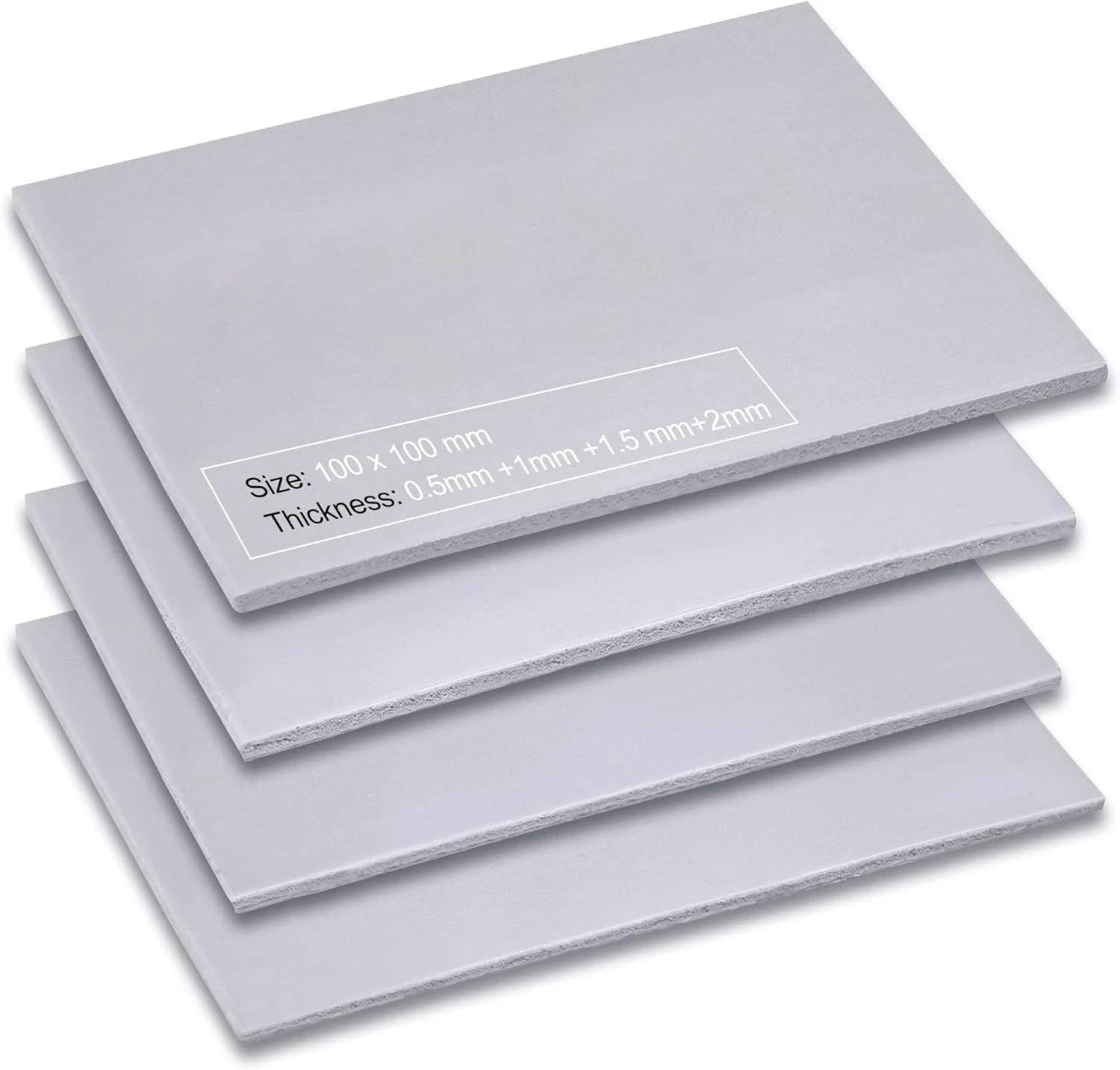 4 Pack 13 W/M.K Thermal Pads, 100 X 100 Mm X [0.5 Mm+1 Mm+1.5 Mm+2 Mm] Silicone