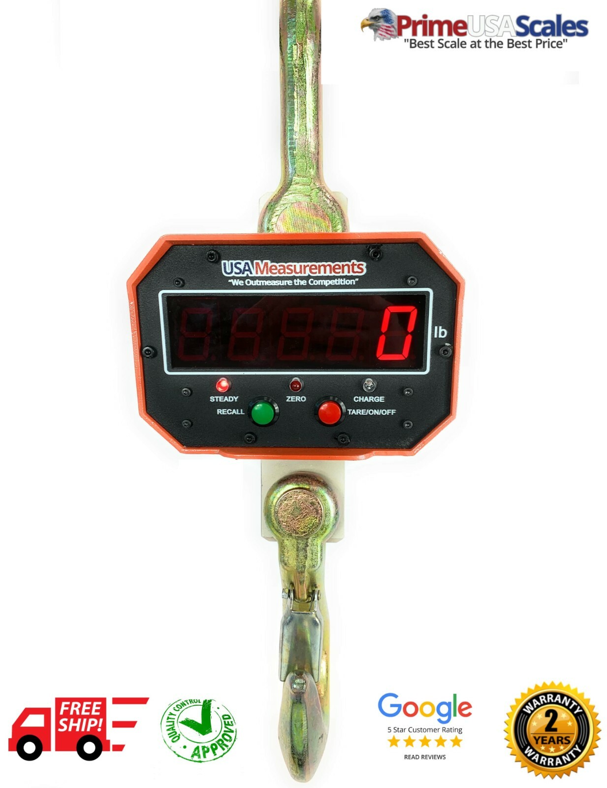 10,000 lb Overhead Hanging Digital Weighing Crane Scale w/ Remote 5 Tons
