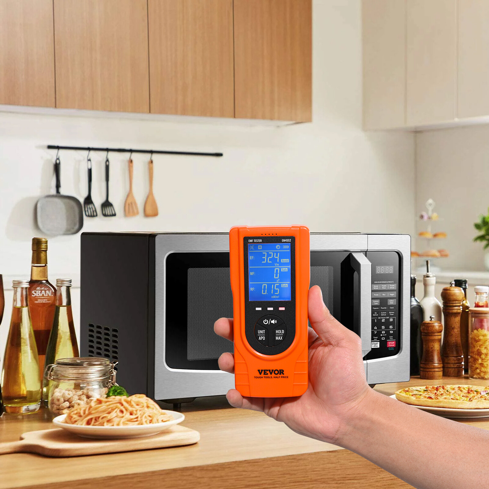 VEVOR Digital LCD 3-in-1 EMF Meter Electromagnetic Radiation Detector EF MF RF
