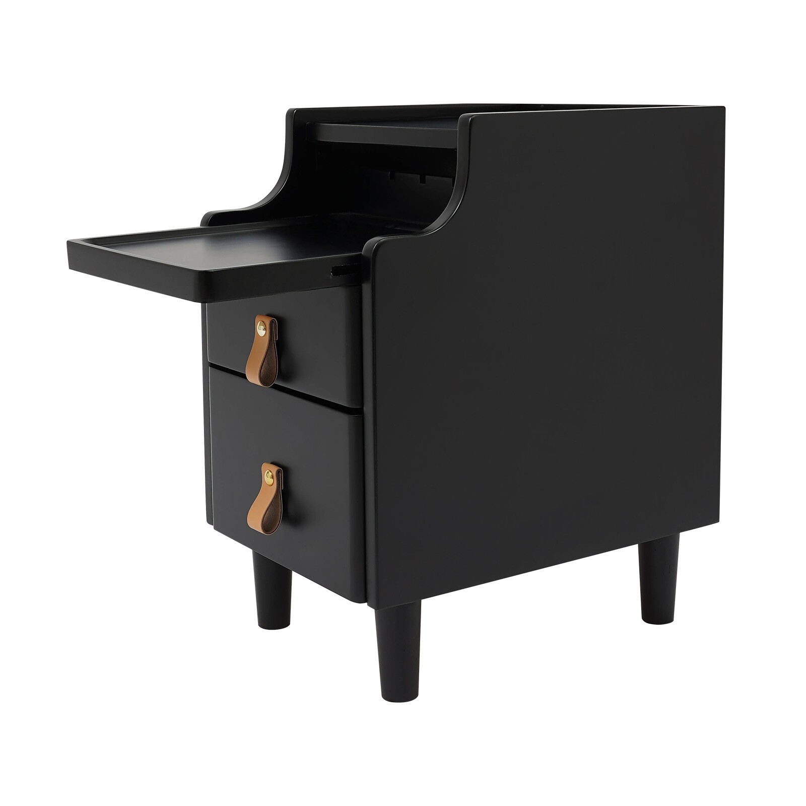 2-Tier Bedroom Storage Cabinet Nightstand with 2 Drawers Modern Bedside Table