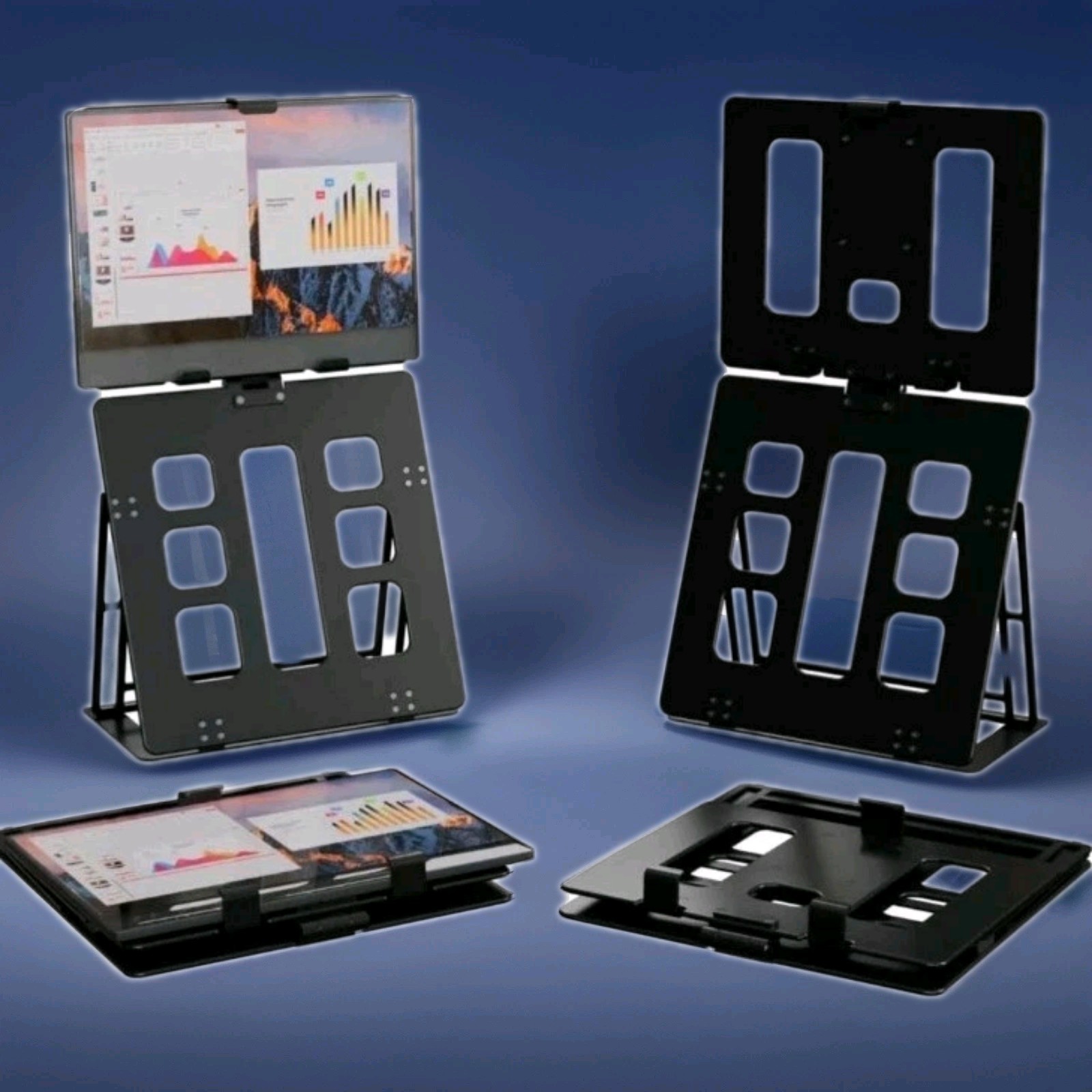 HNL Portable Monitor Stand, iPad & Tablet Holder, clamp Retention, Foldable