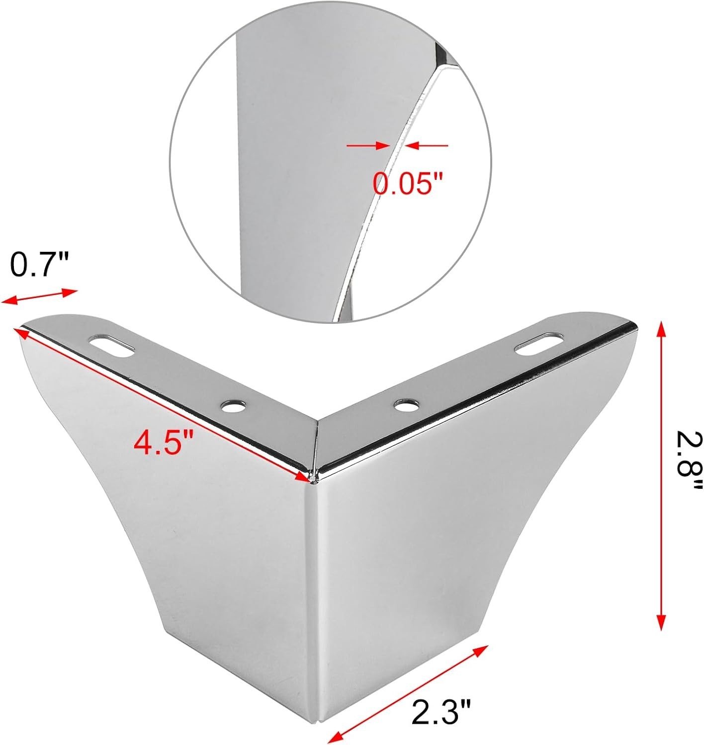 4 Pack 3 Inch Metal Furniture Legs, Heavy Duty Minimalist DIY Sofa Feet Silver