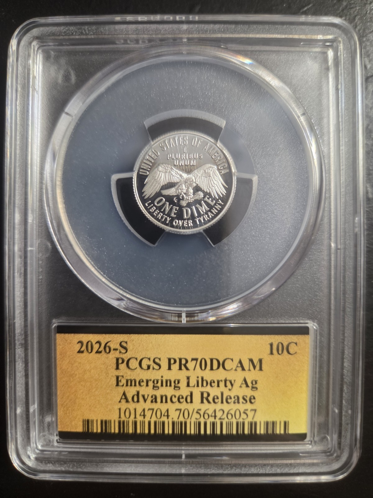 2026-S PROOF SILVER EMERGING LIBERTY DIME PCGS PR70 DCAM ADVANCED RELEASE