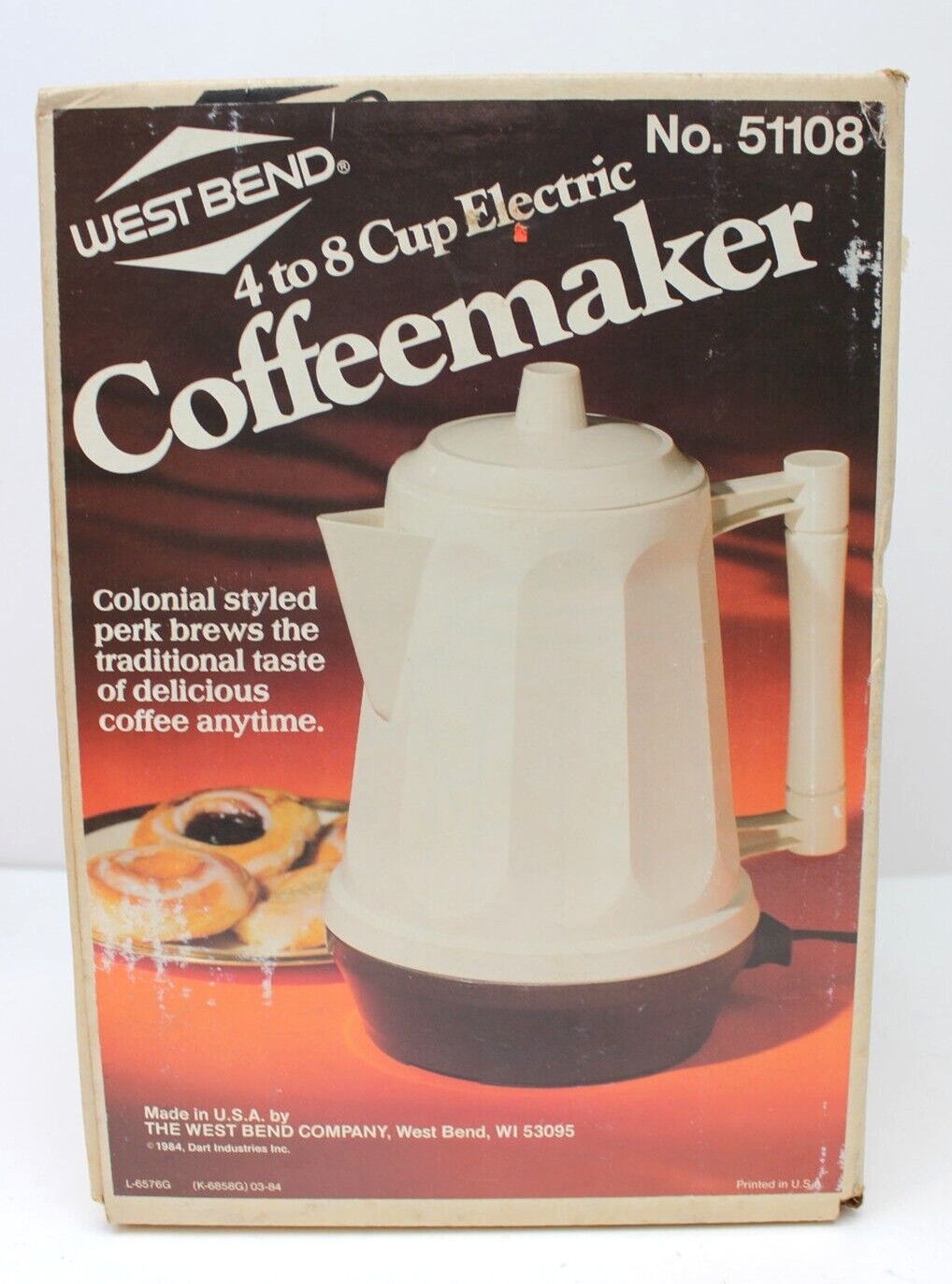 RARE Vtg 84 West Bend 4-8 Cup Electric Coffeemaker 51108 Colonial USA NOS SEALED