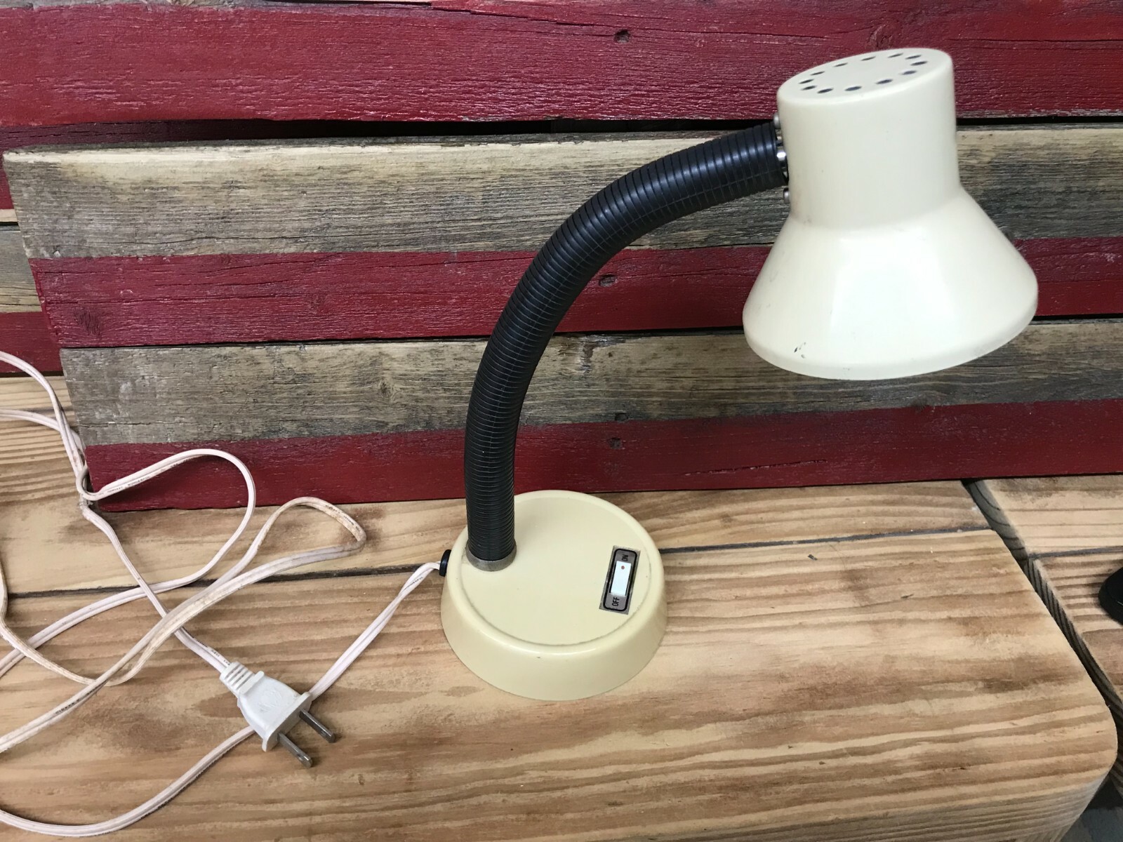 Underwriters Laboratories Portable Gooseneck Desk Lamp Vintage Tested White
