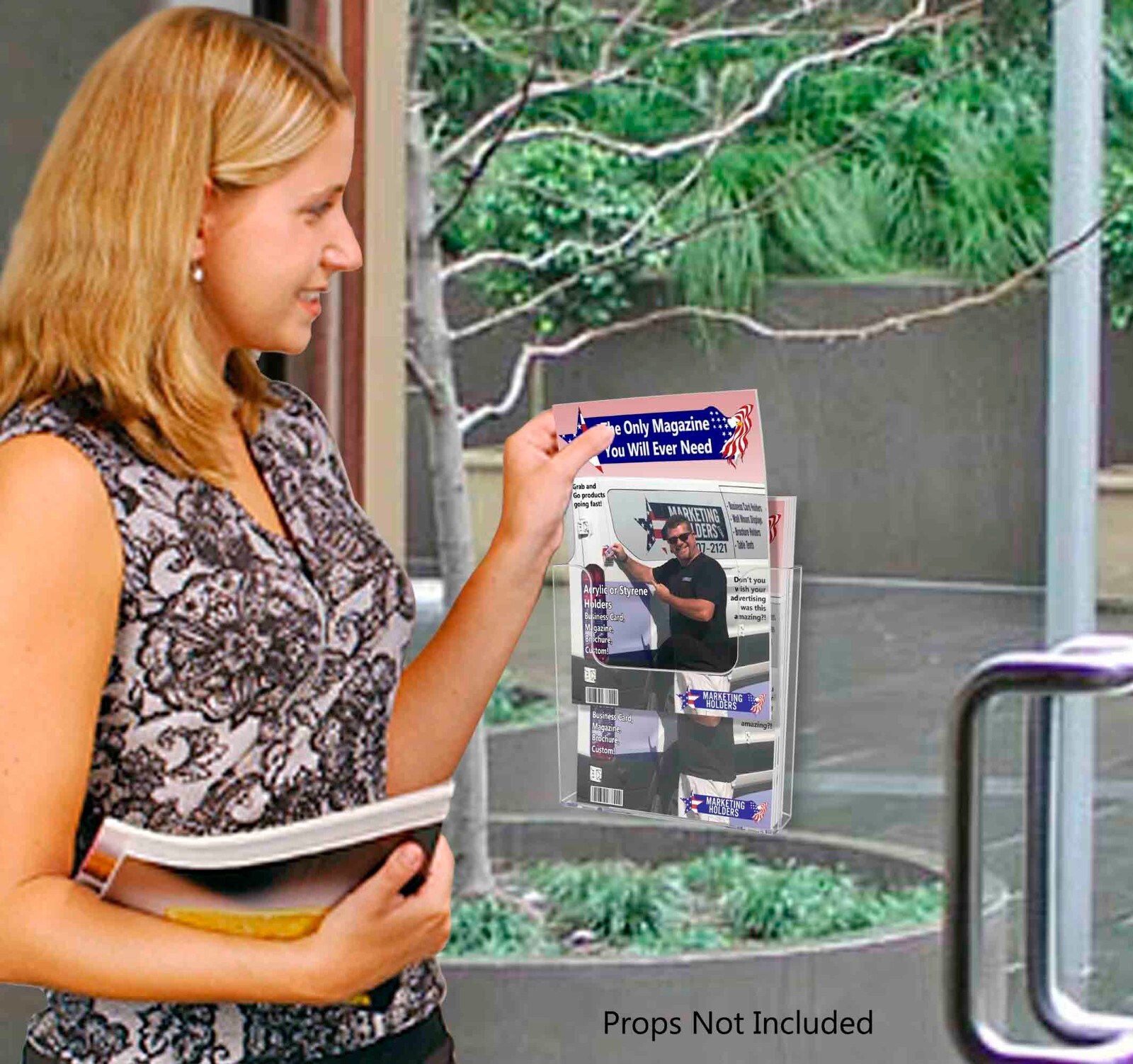 Suction Cup 6.5"W Bifold Brochure Booklet Holder Window Display