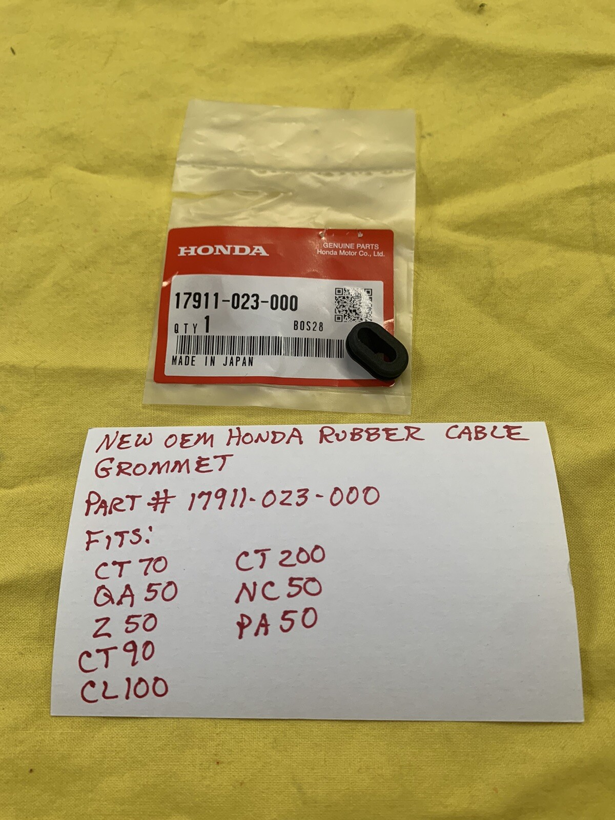 NEW OEM HONDA Rubber Cable Grommet (17911-023-000) Z50,QA50,CT70,CT90,AHRMA