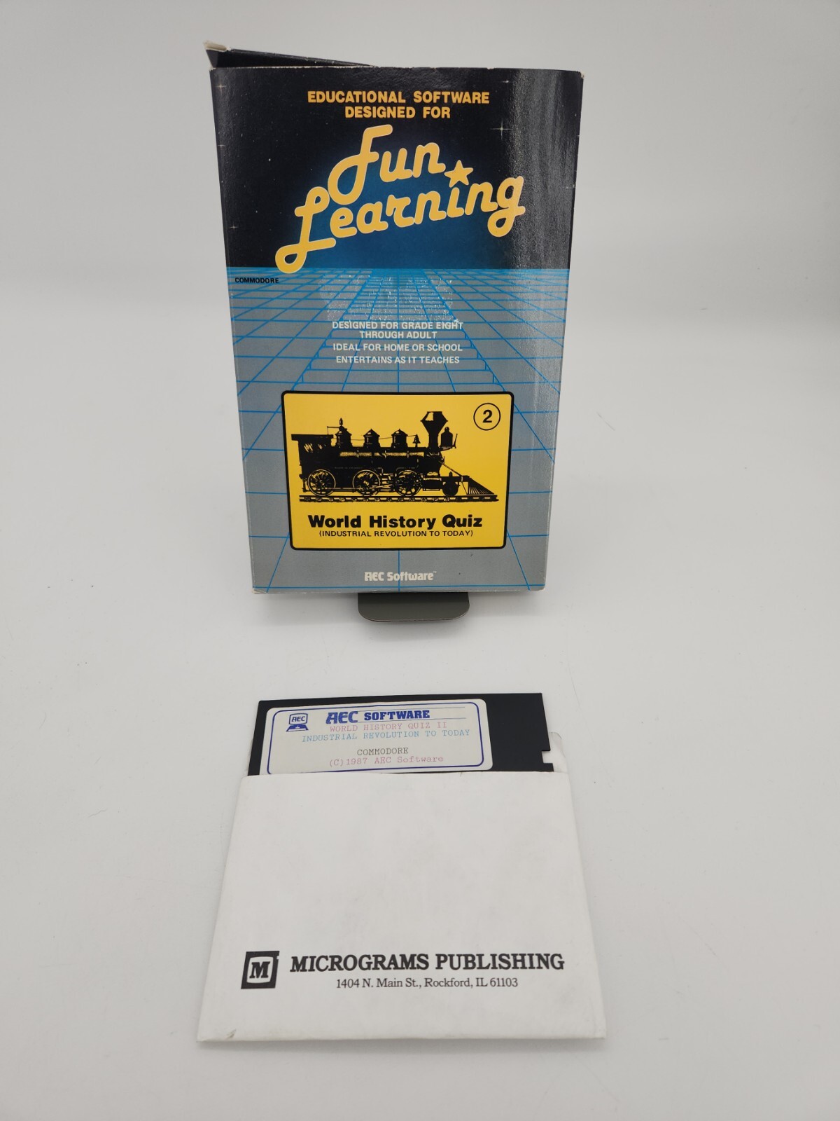 Vintage 1987 REC software World History Quiz II 5.25 floppy W/ box For Commodore