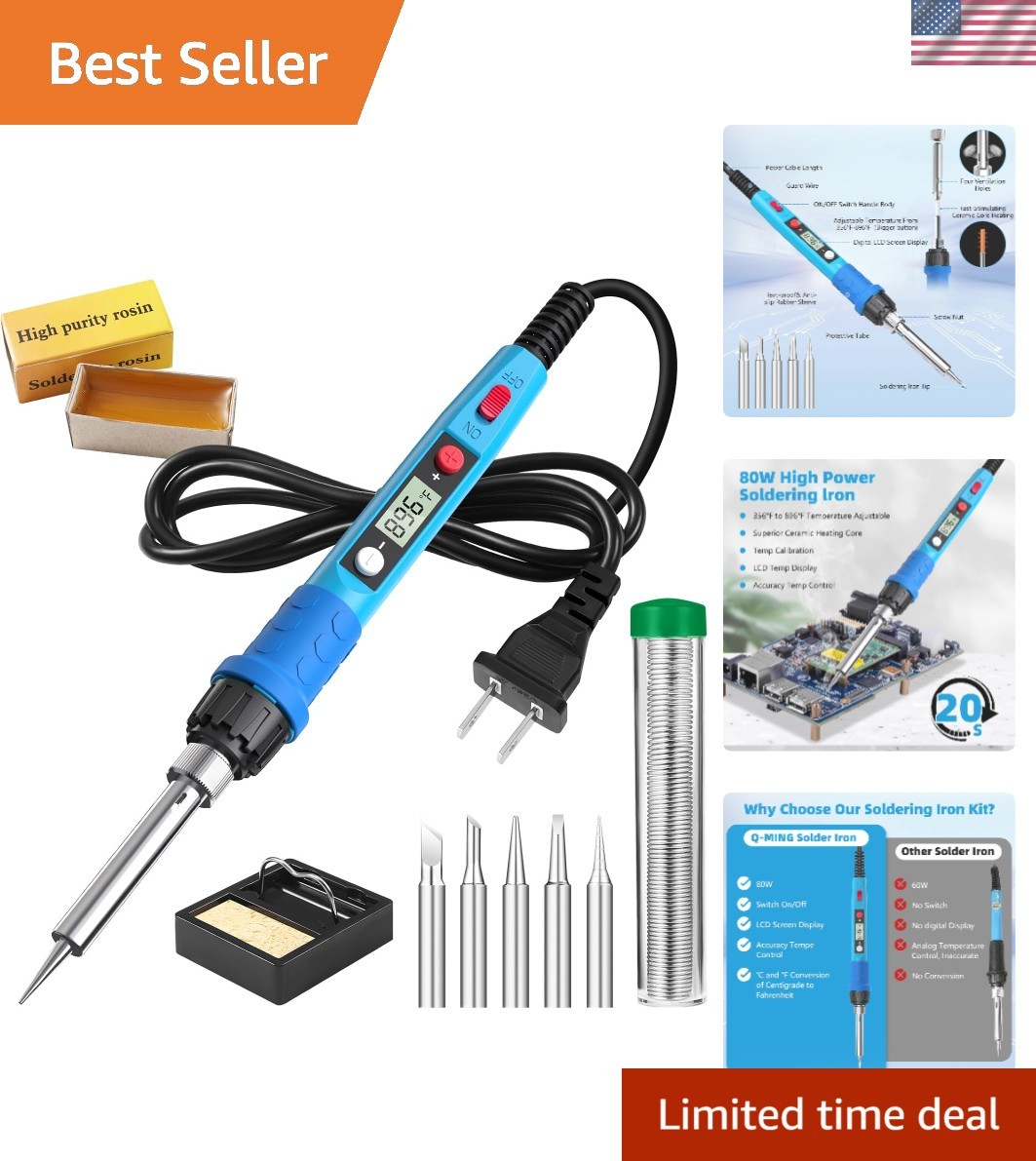 Electric Soldering Iron Kit for Jewelry - 80W Blue