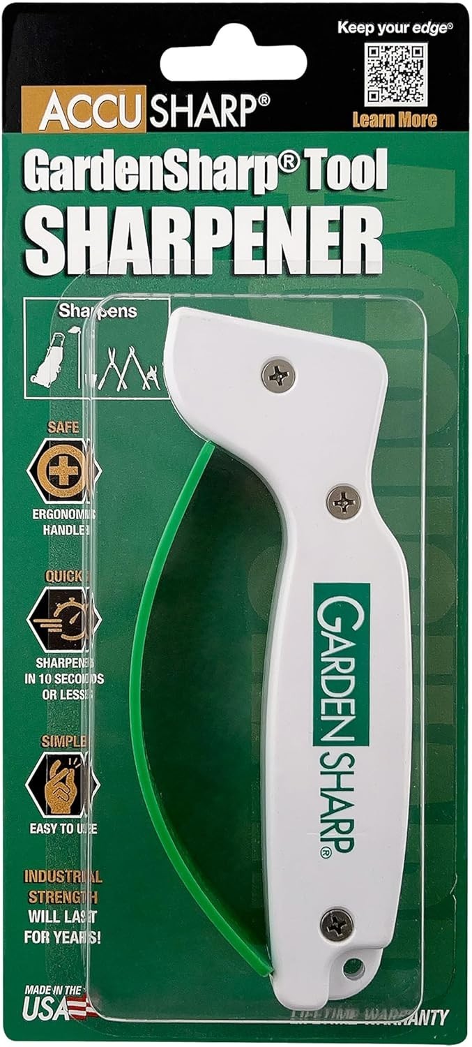 Ergonomic Garden Tool Sharpener for Lawnmower and Pruning Tools - Safe Design