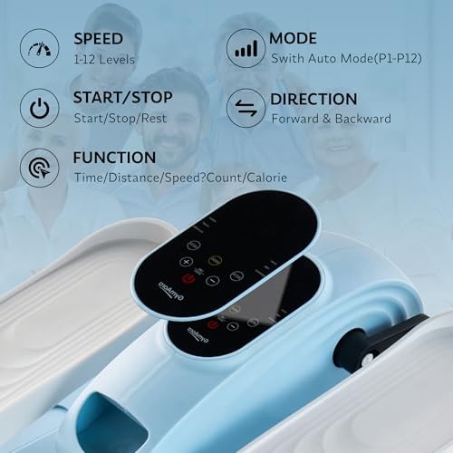 Under Desk Elliptical Exercise Machine, Electric Leg Exerciser with 12 Blue