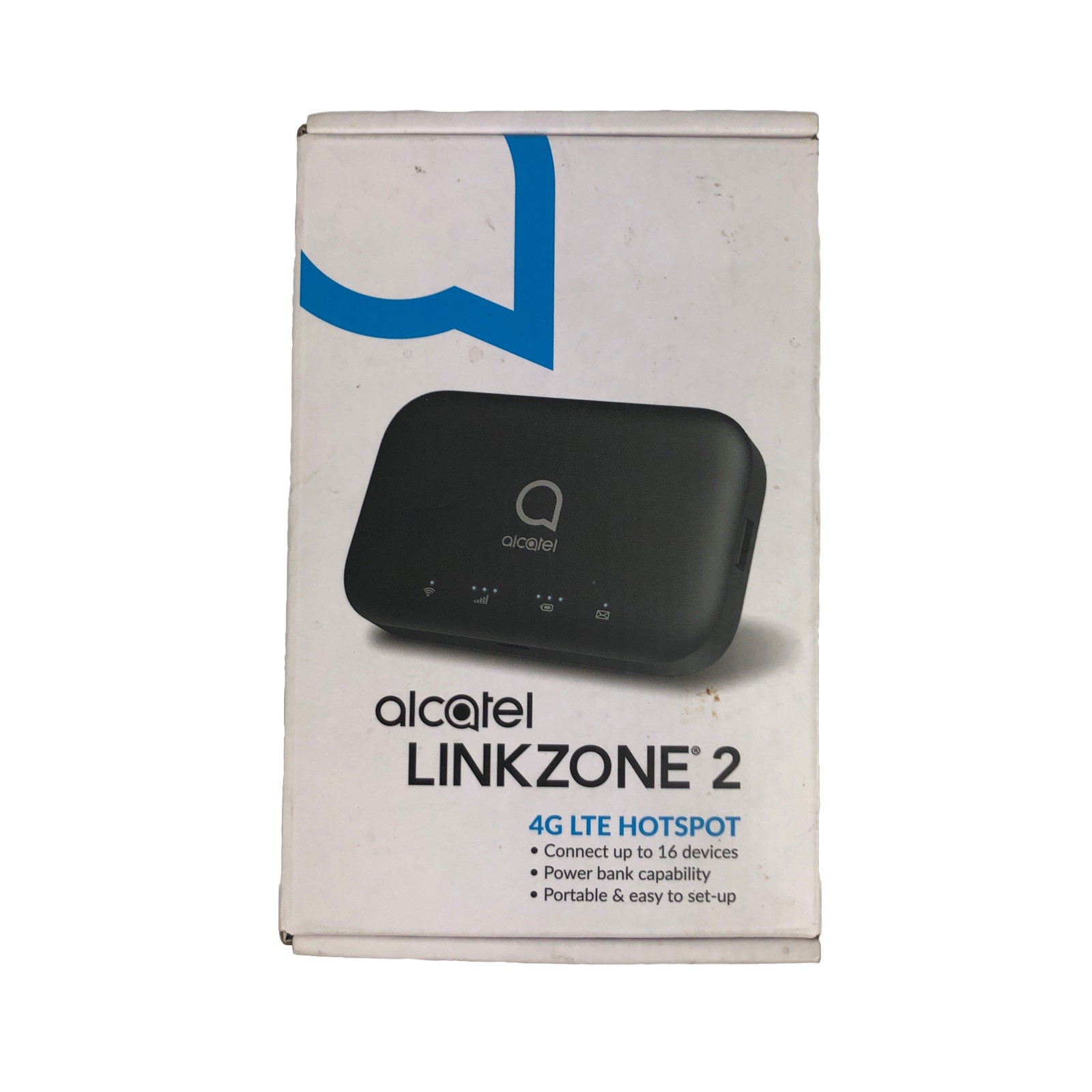 Alcatel Linkzone 2 4G LTE Hotspot Portable Wi-Fi 16 Device 4400 mAh Black Sealed