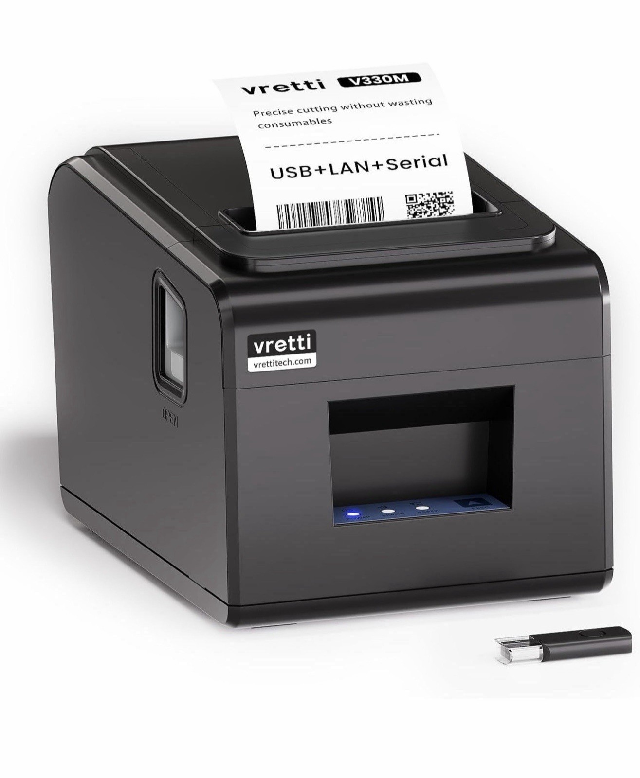 VRETTI V330M Direct Thermal Receipt Printer USB Serial Lan Port Black