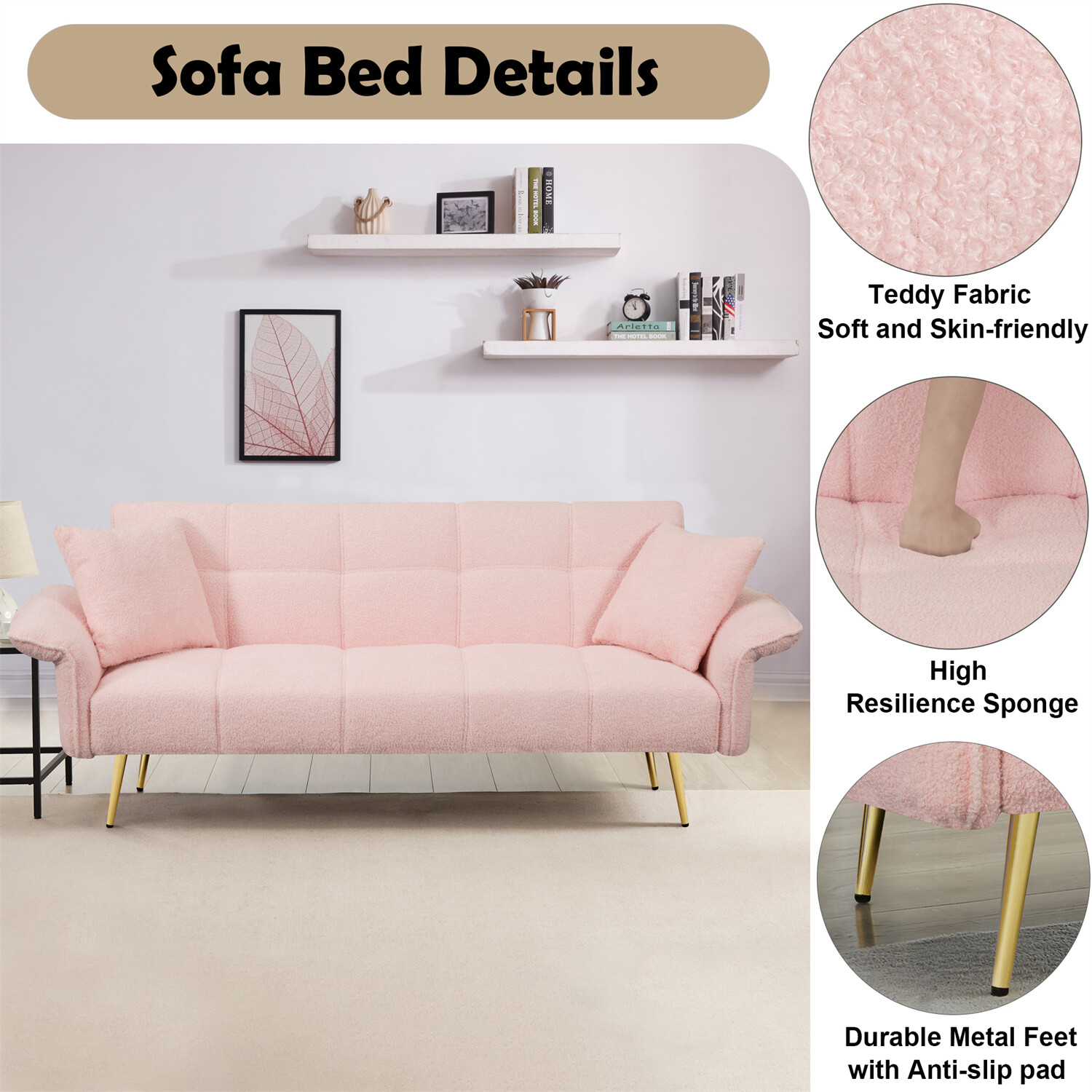 Convertible Sleeper Sofa Bed Futon Sofa Couch Folding Recliner Sofa US