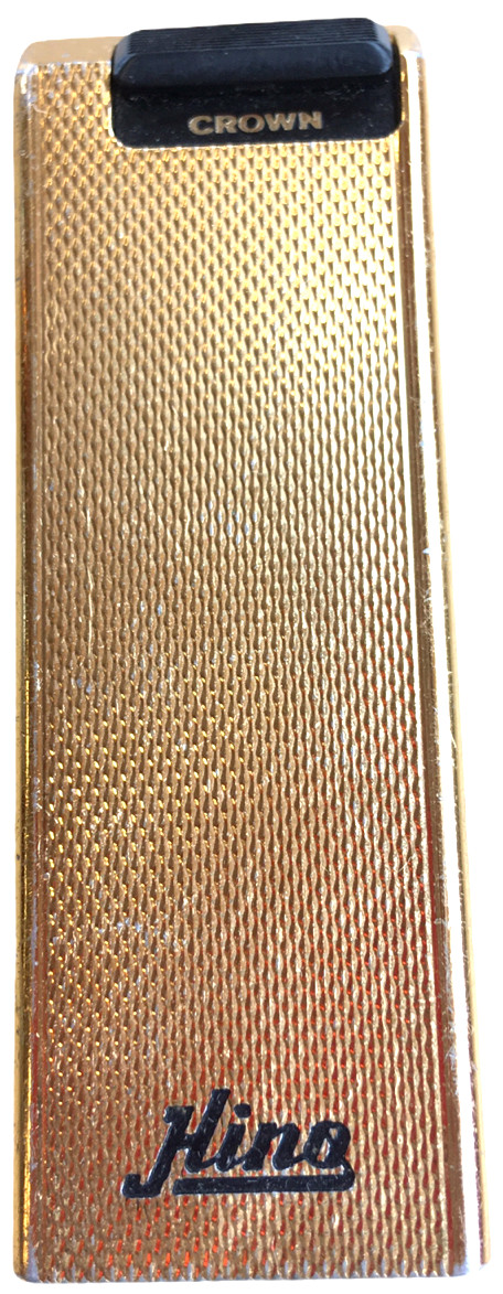 Hino Crown Cigarette Lighter Gold Tone 3" Sleek Butane Japan Design Un-Tested