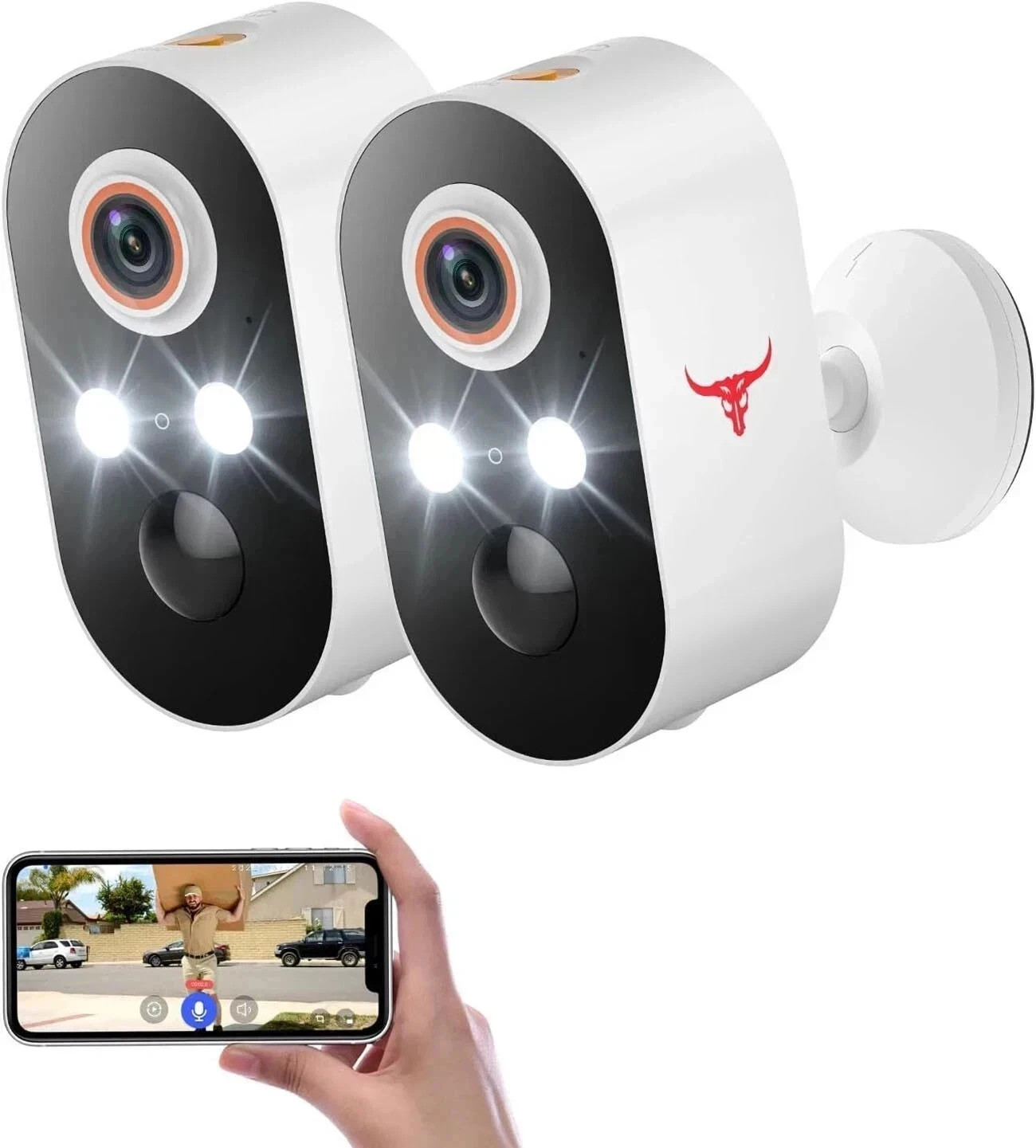 2 Pack Wireless Security Camera Smart Night Vision Outdoor 2.4G WiFi Cameras