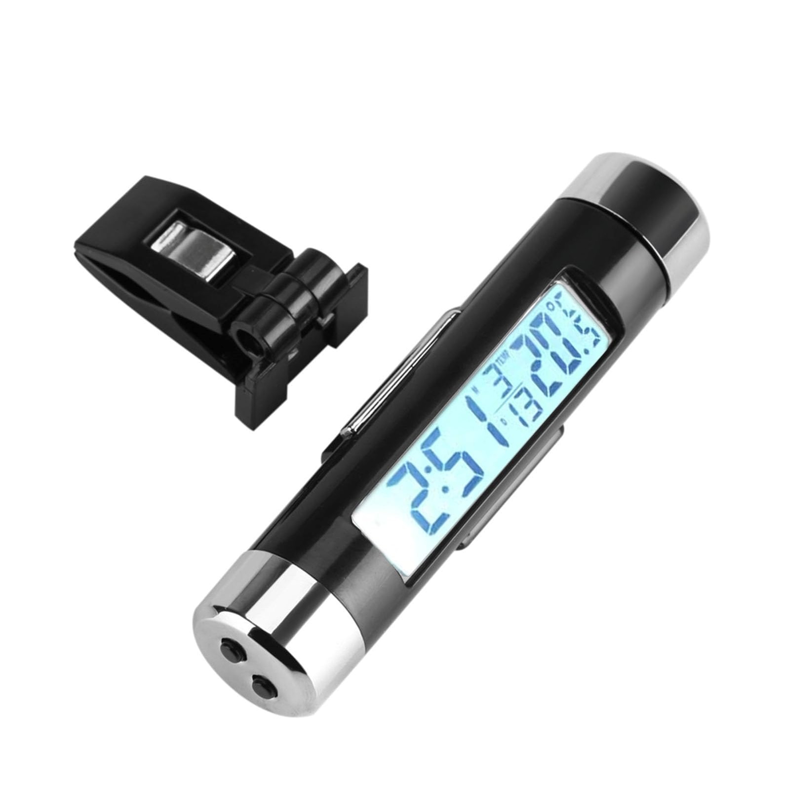 Car Clock Thermometer, 2 in 1 Clip Electronic Digital Automotive LCD Thermometer with...