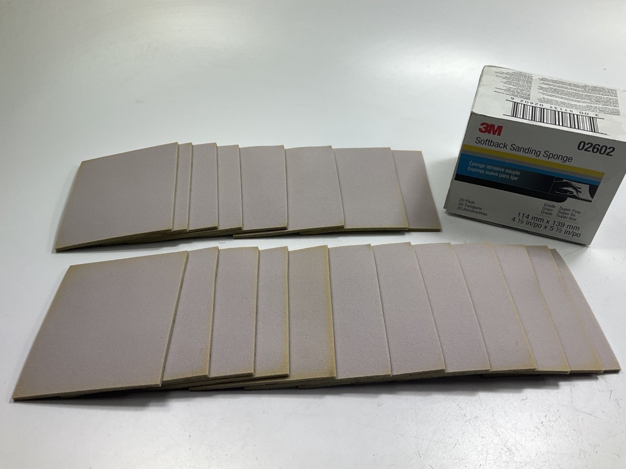 3M 02602 Softback Sanding Sponge 4-1/2 X 5-1/2 In, 20 Pack, Superfine Grit