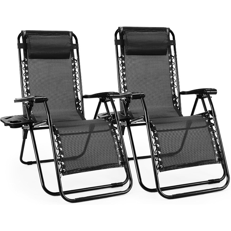 Gravity Chairs, Set of 2 Portable Recliner Beach Camping Patio Outdoor Folding